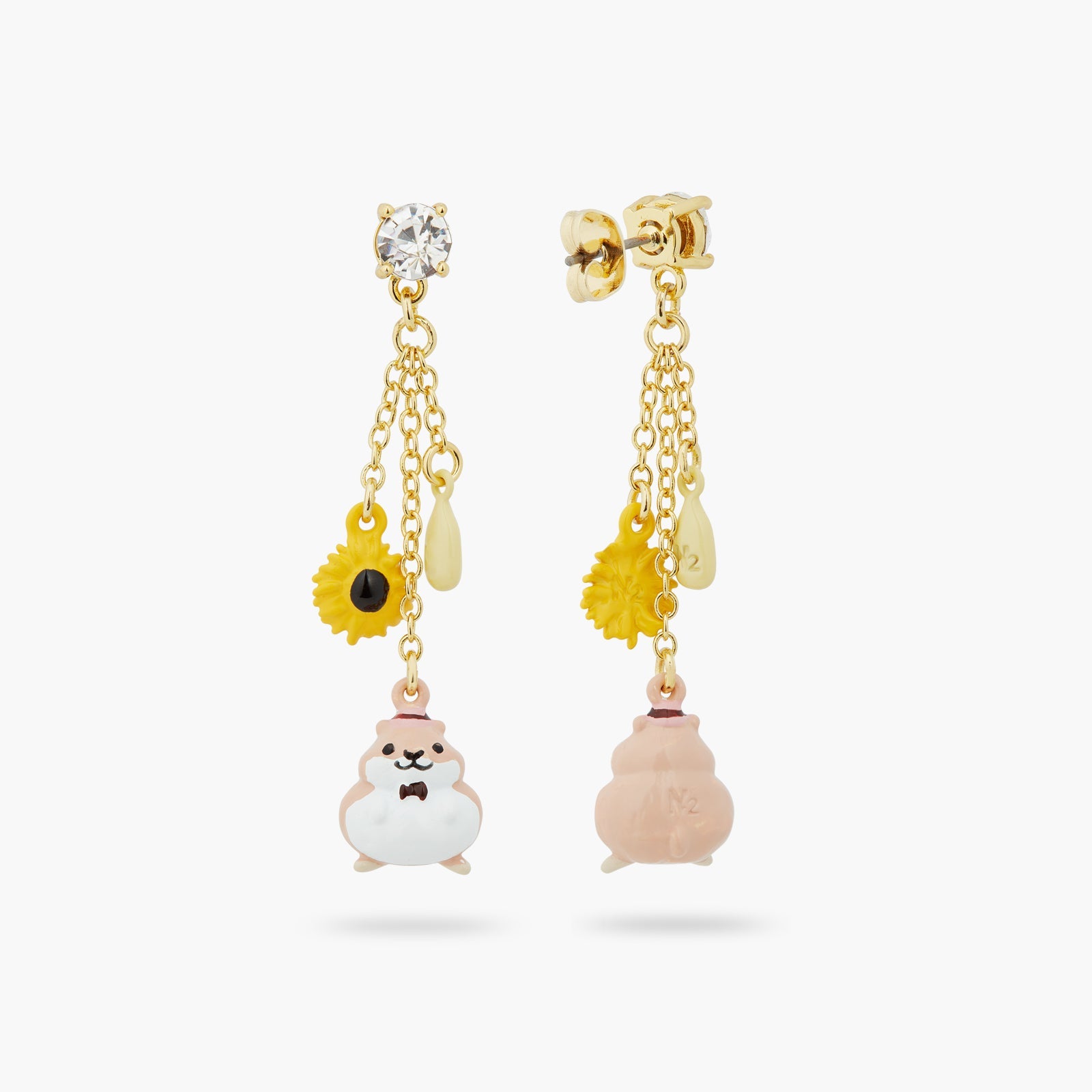 Hamster And Sunflower Dangle Earrings | ATTO1021 - Les Nereides