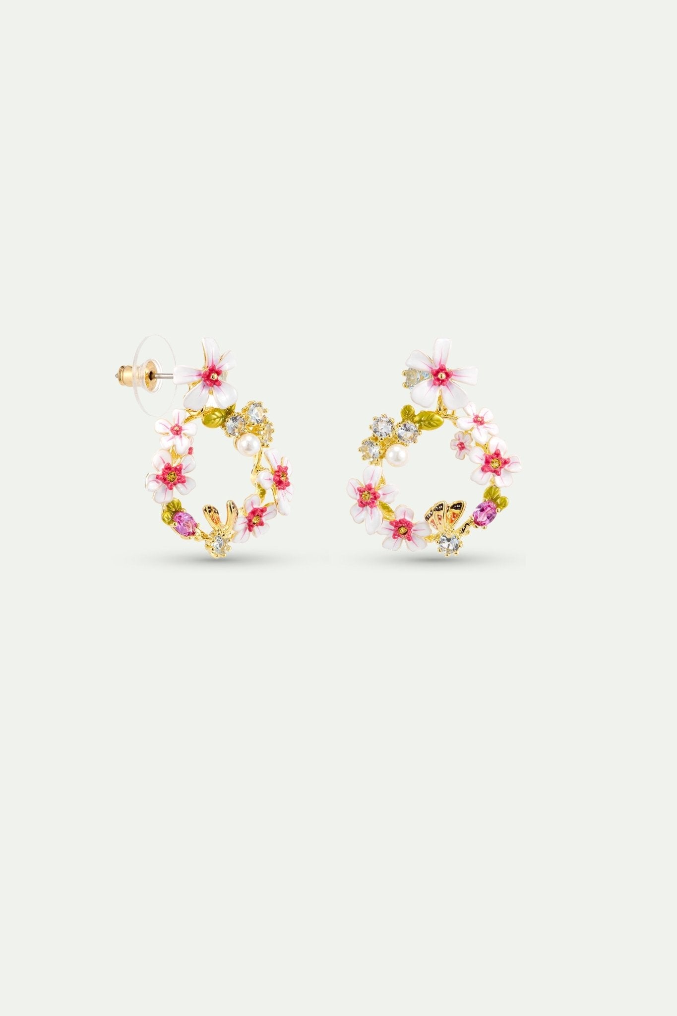 Hawthorn Hoop Earrings, Crystals And Butterfly | AYDF1011 - Les Nereides