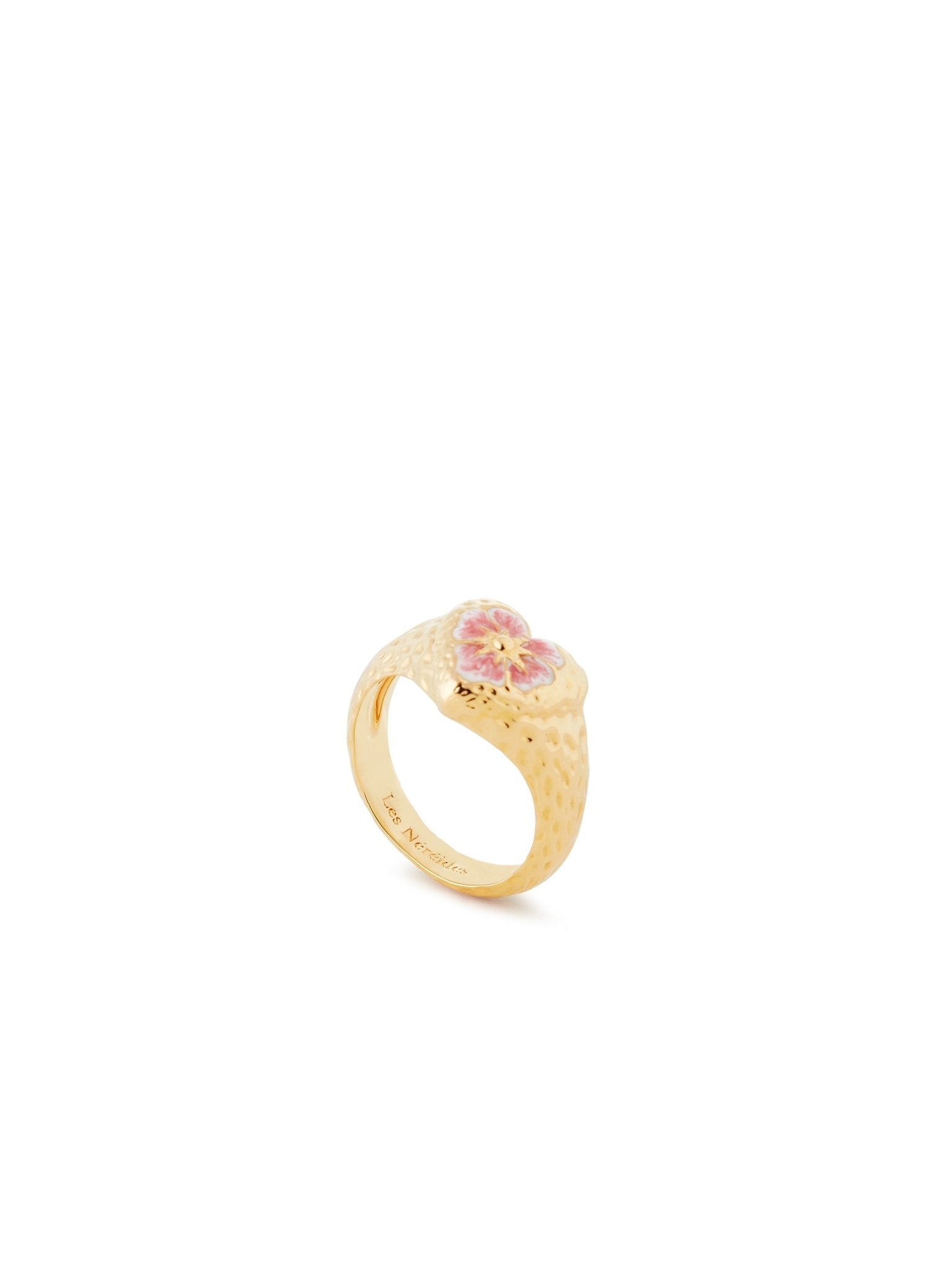 Heart And Pansy Flower Cocktail Ring | AUPS6021 - Les Nereides