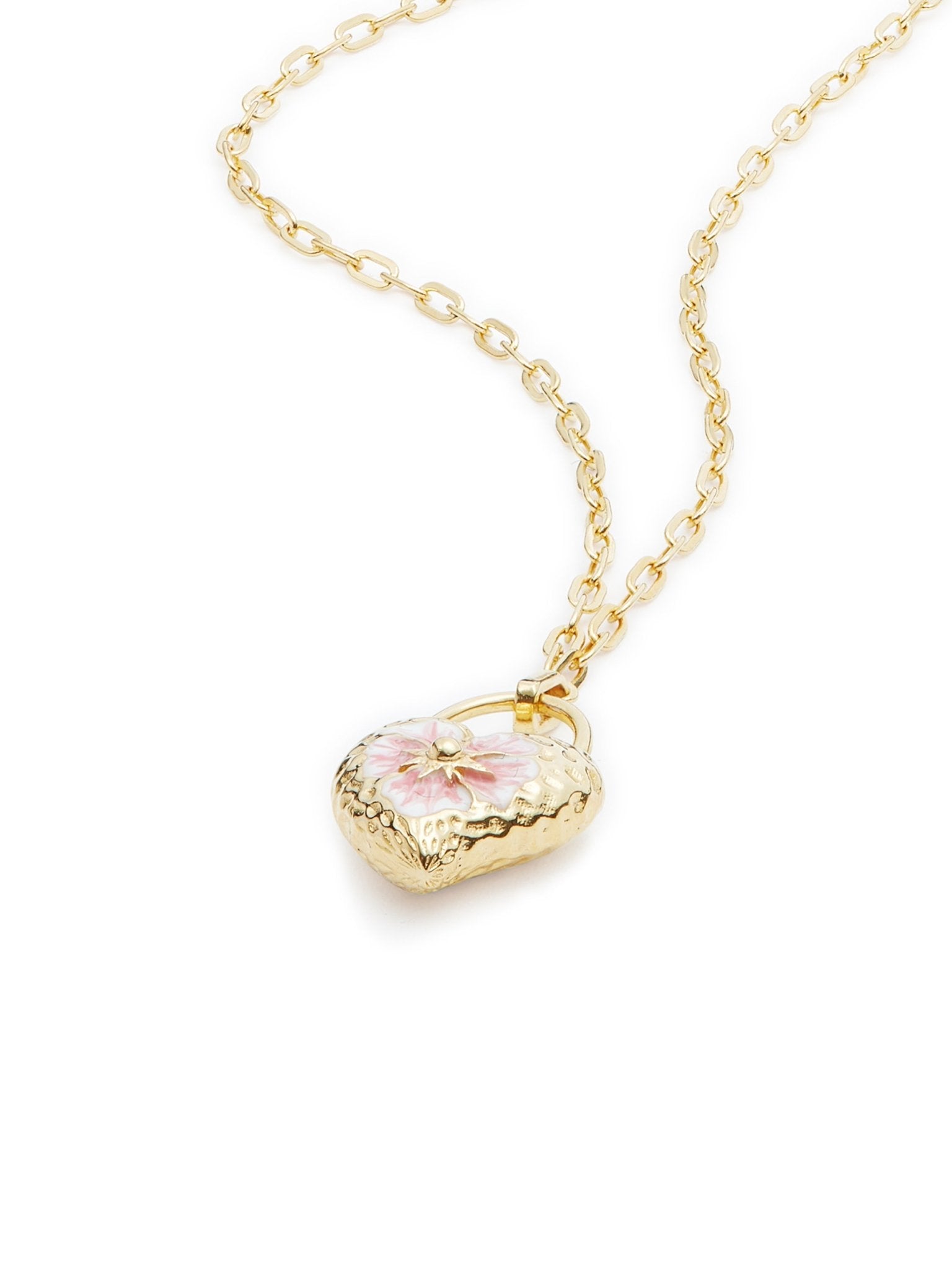 Heart Medallion And Pansy Flower Pendant Necklace | AUPS3031 - Les Nereides