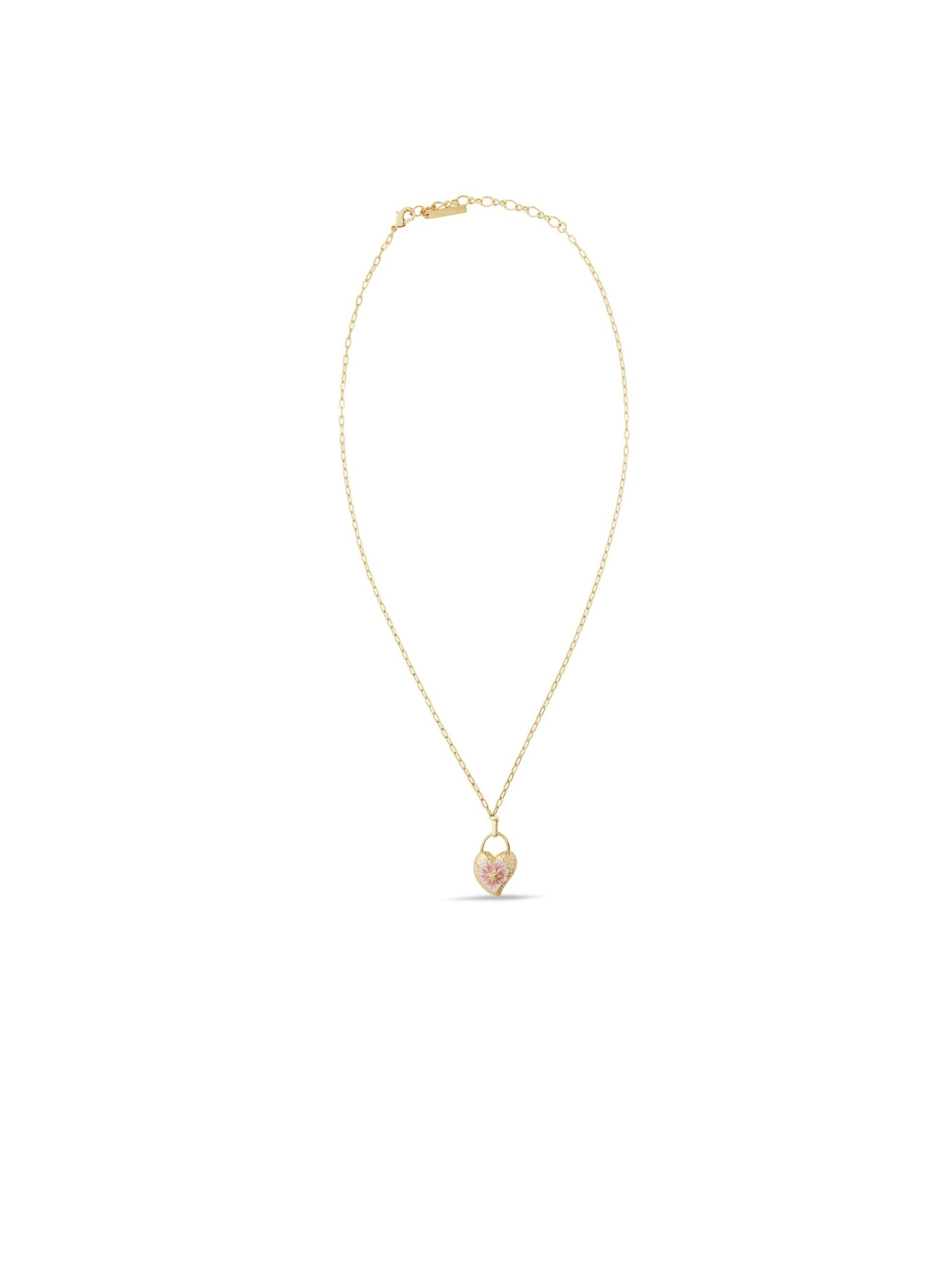 Heart Medallion And Pansy Flower Pendant Necklace | AUPS3031 - Les Nereides