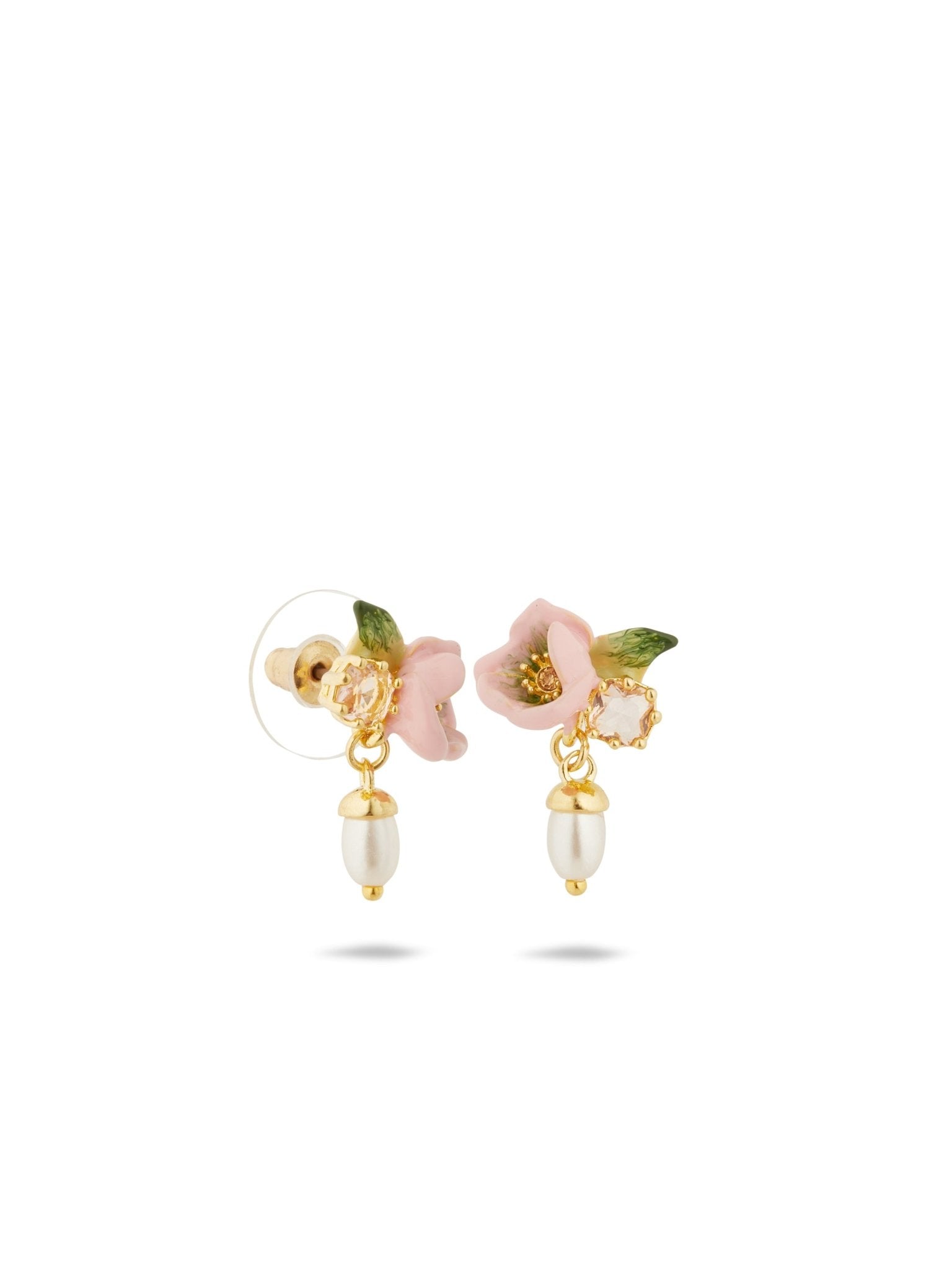 Hellebore Christmas Rose & Crystal Pearl Earrings | AUVH1051 - Les Nereides
