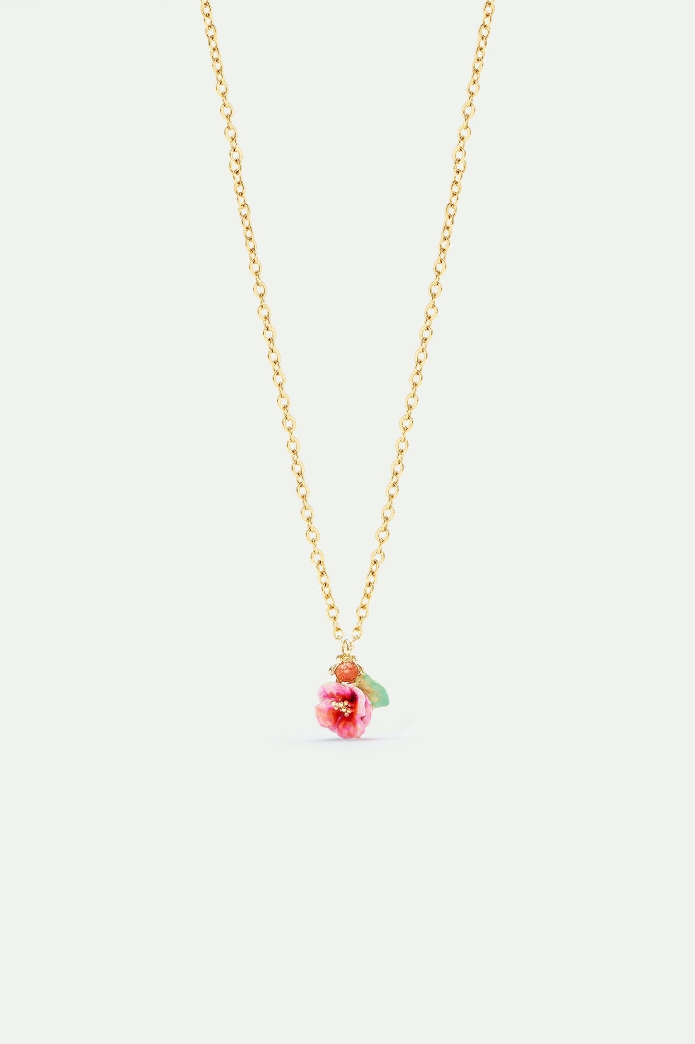 Hollyhock and faceted crystal pendant necklace | AVJH3041 - Les Nereides