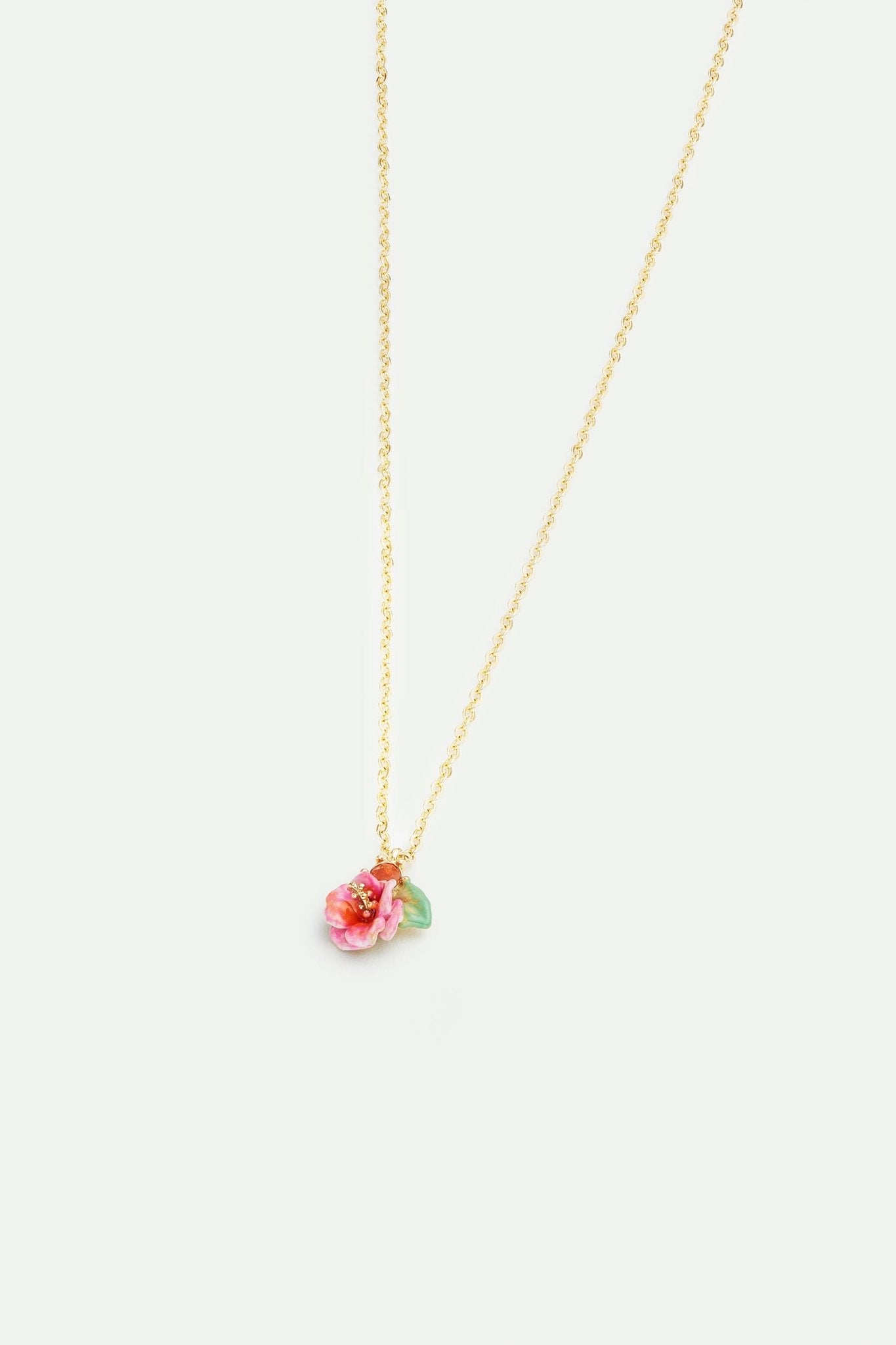 Hollyhock and faceted crystal pendant necklace | AVJH3041 - Les Nereides