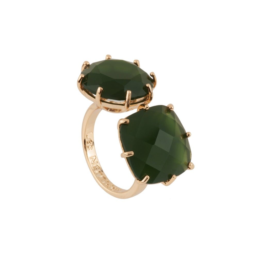 La Diamantine 2 Big Stones Forest Green Rings | AELD611/11 - Les Nereides