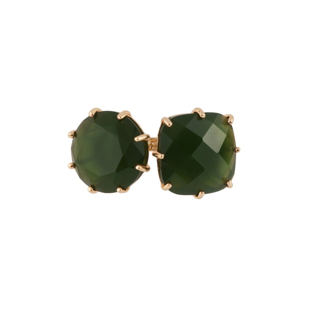 La Diamantine 2 Big Stones Forest Green Rings | AELD611/11 - Les Nereides