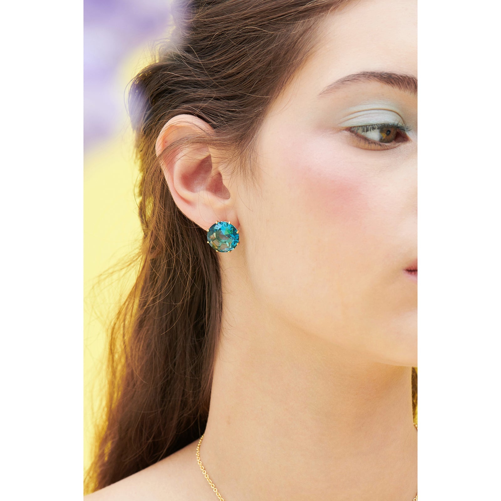 La Diamantine Acqua Azzurra Round Stone Earrings | ANLD140D/1 - Les Nereides