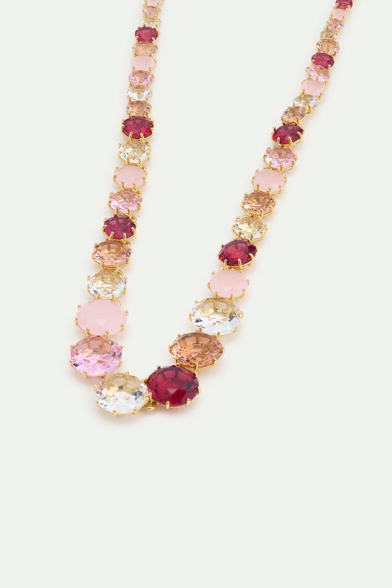 La Diamantine Long Necklace With Round Stones In Shades Of Pink | AWLD3511 - Les Nereides