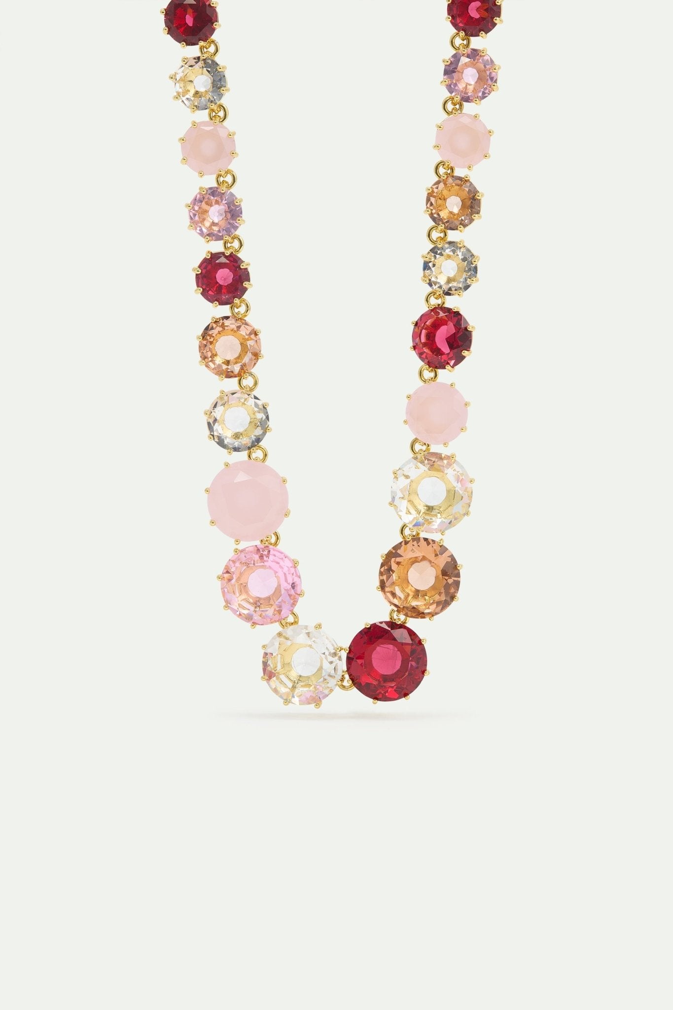 La Diamantine Long Necklace With Round Stones In Shades Of Pink | AWLD3511 - Les Nereides