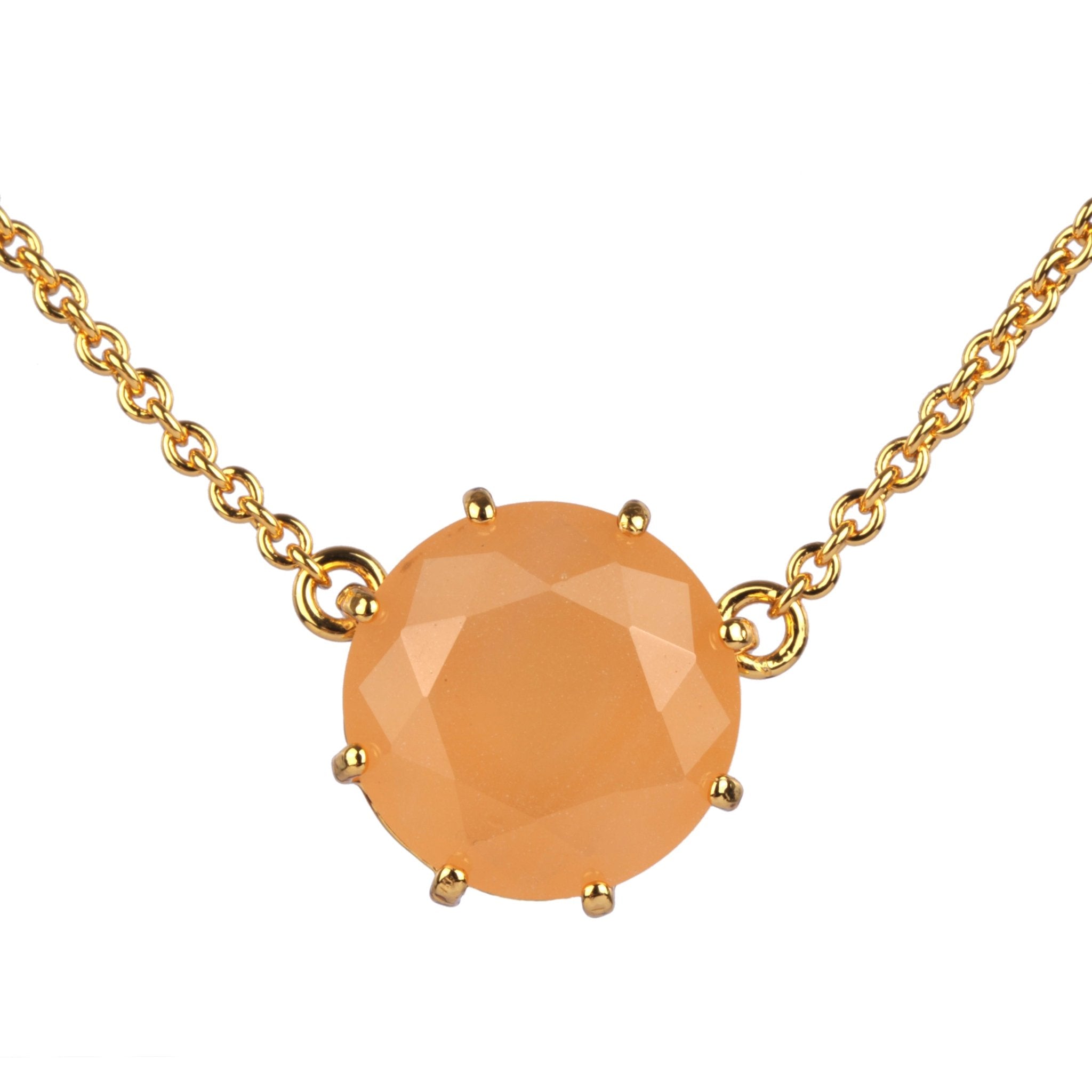 La Diamantine Round Stone Light Honey Necklace | ZLD3012 - Les Nereides