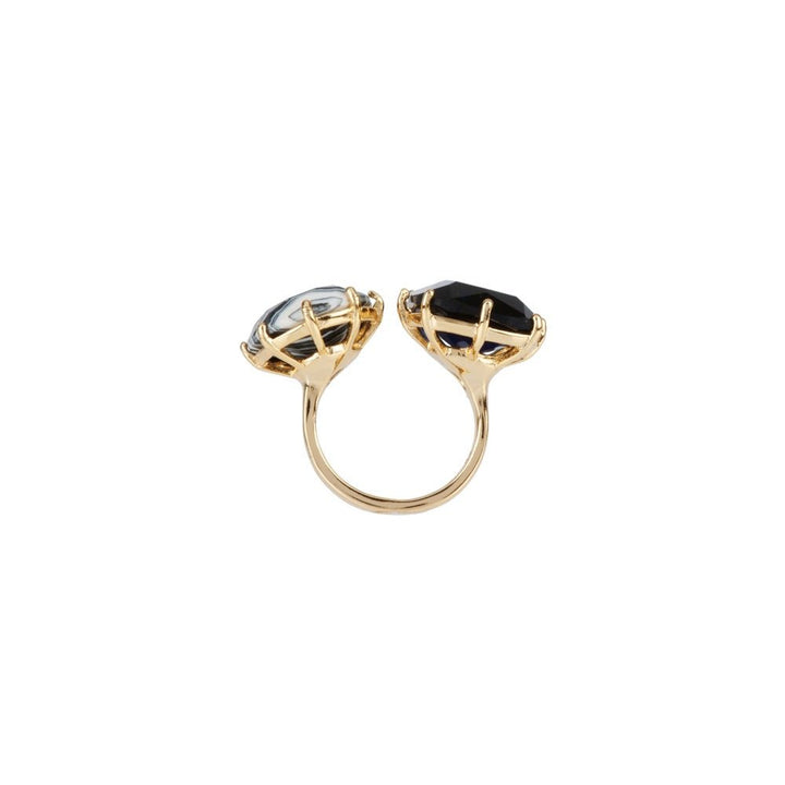 La Diamantine Speciale 2 Big Stones Blue & Black Marble Rings | ADLDS611/11 - Les Nereides