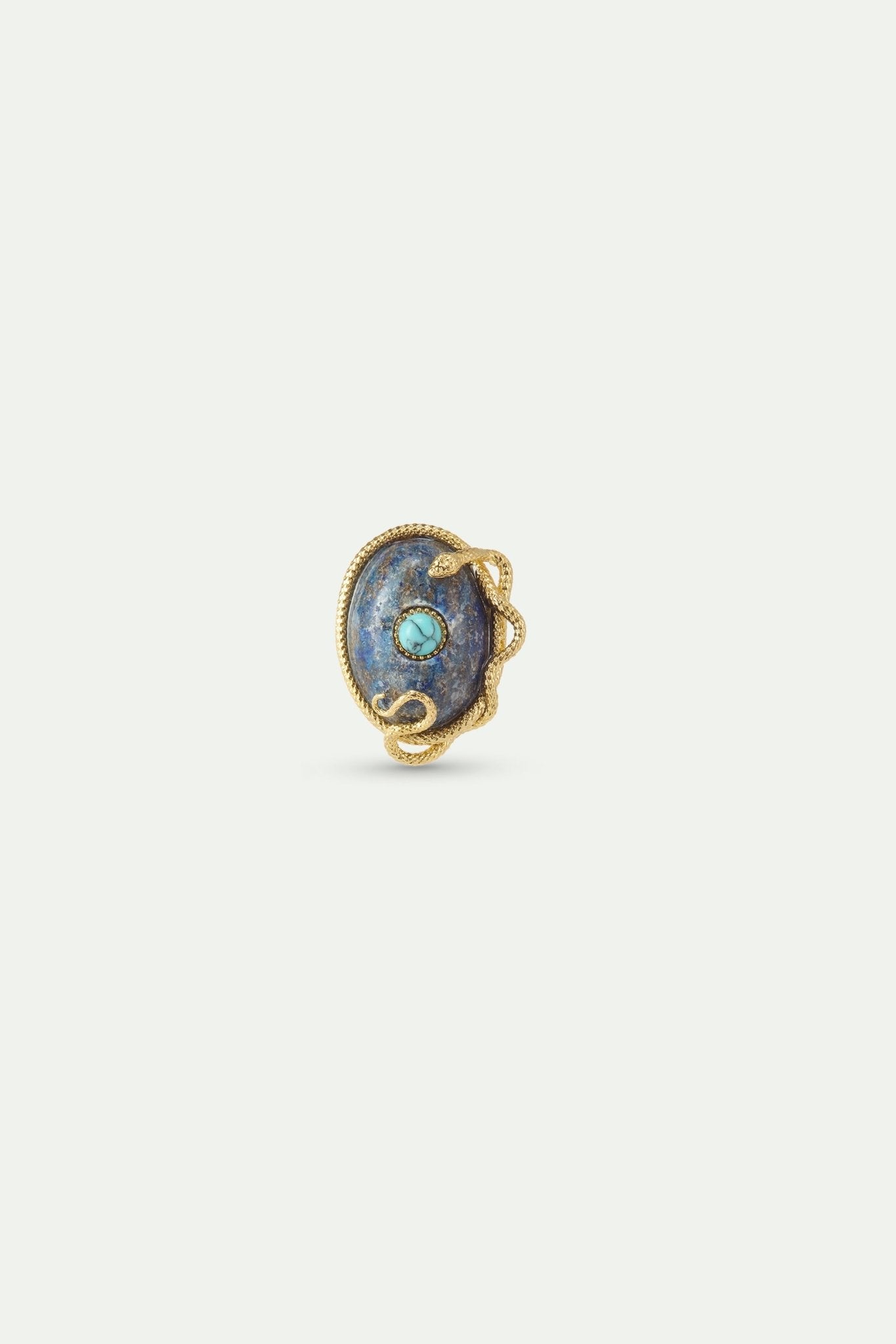 Lapis Lazuli, Turquoise and Gold Snake Brooch | AYVA5011 - Les Nereides