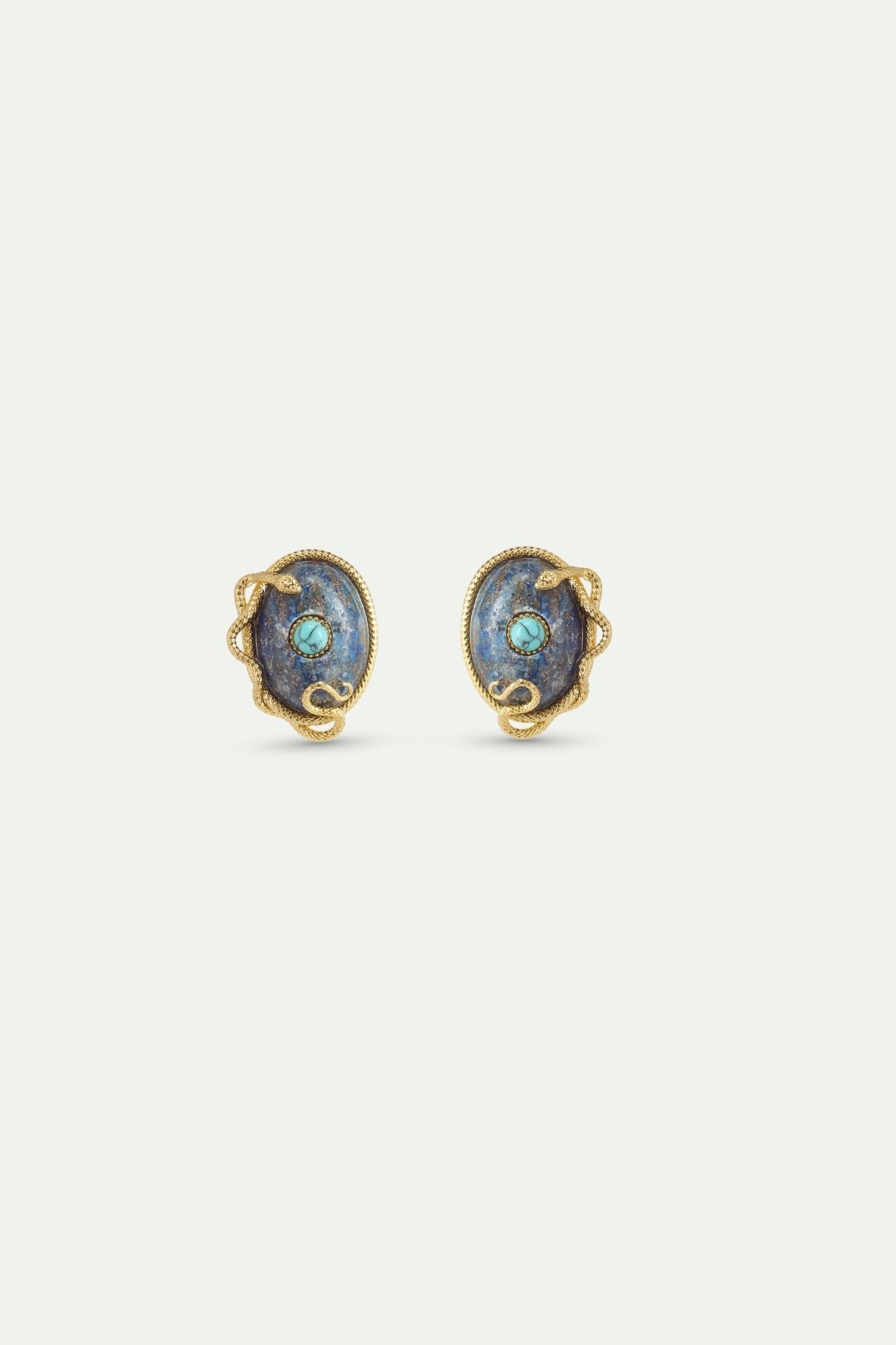 Lapis Lazuli, Turquoise and Gold Snake Earrings | AYVA1021 - Les Nereides