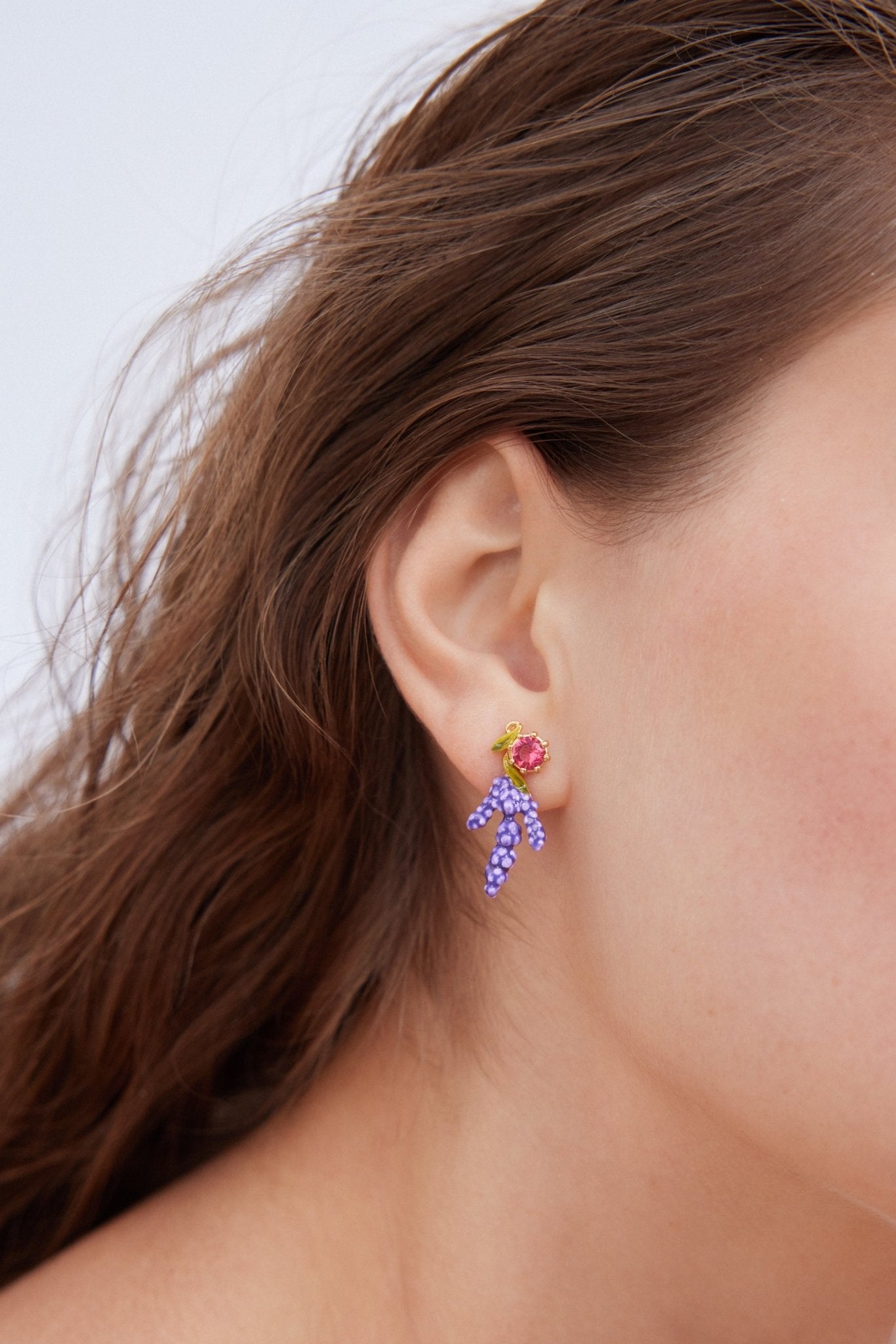 Lavender And Pink Stone Earrings | AXJP1161 - Les Nereides