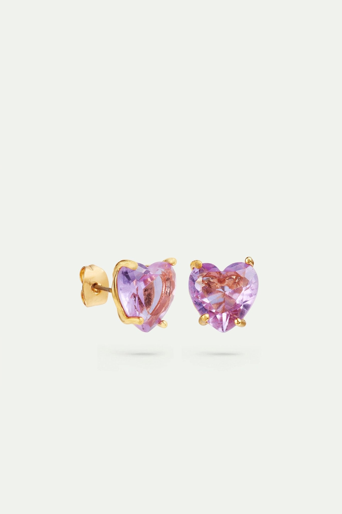 Lavender Diamantine heart - shaped stone earrings | AVLD1451 - Les Nereides