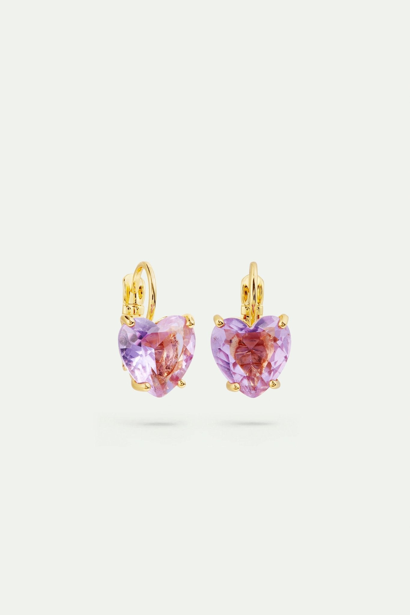 Lavender Diamantine heart - shaped stone earrings | AVLD1451 - Les Nereides