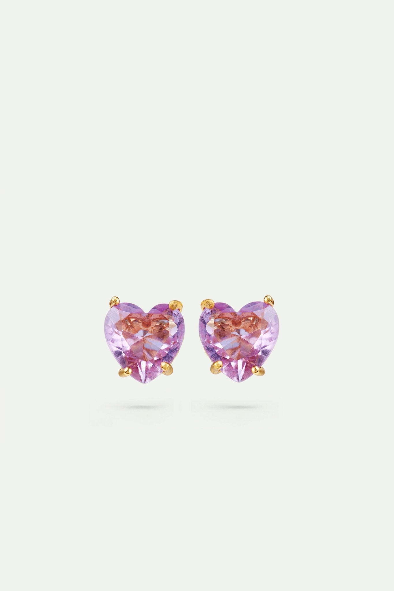 Lavender Diamantine heart - shaped stone earrings | AVLD1451 - Les Nereides