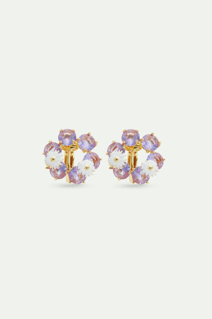 Lavender Diamantine six - stone earrings with daisies | AVLD1422 - Les Nereides