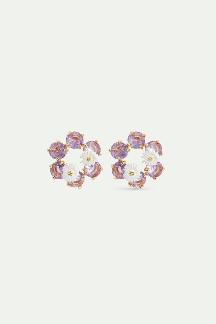 Lavender Diamantine six - stone earrings with daisies | AVLD1422 - Les Nereides