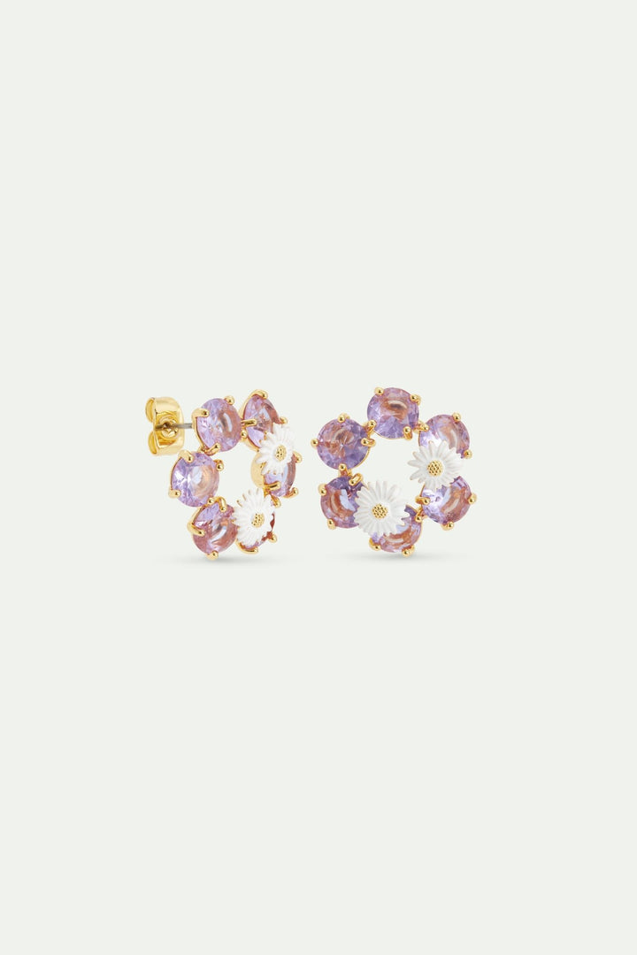 Lavender Diamantine six - stone earrings with daisies | AVLD1422 - Les Nereides
