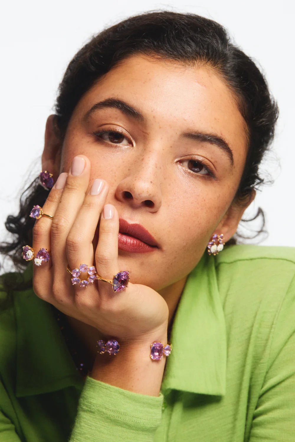 Lavender Diamantine Square Stone Solitaire Ring | AVLD6021 - Les Nereides