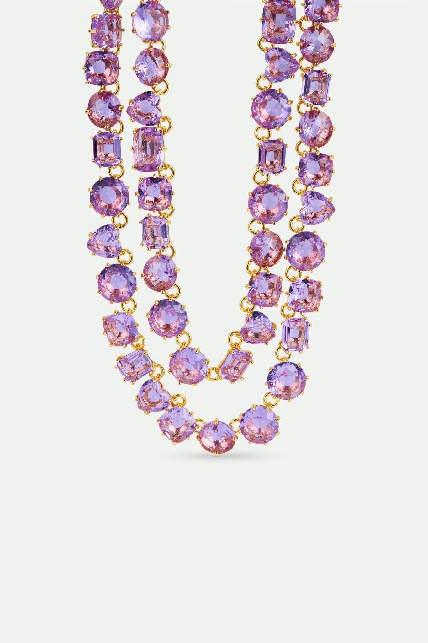 Lavender diamantine two row statement necklace | AVLD3551 - Les Nereides