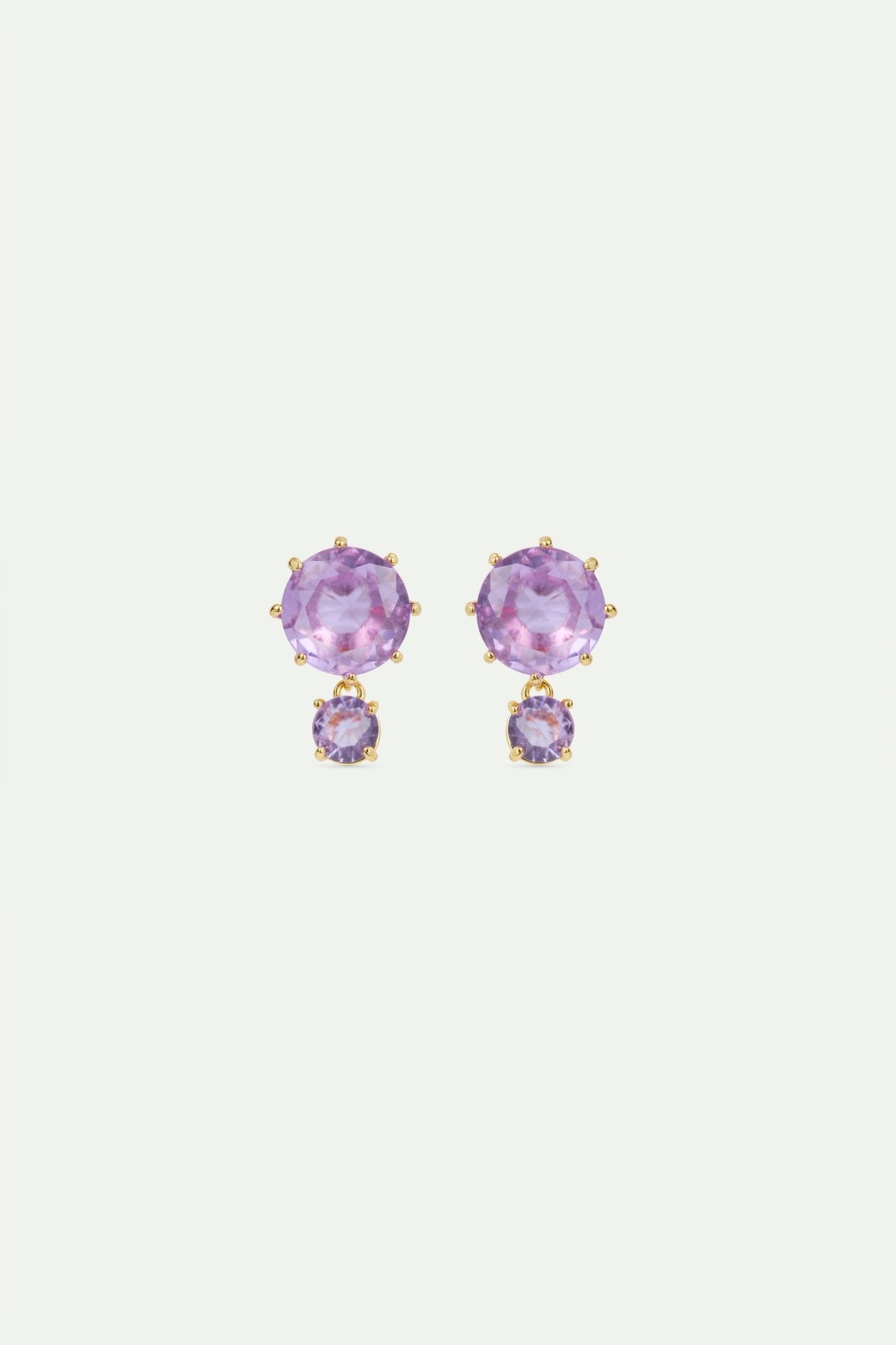 Lavender Diamantine two stone earrings | AVLD1261 - Les Nereides