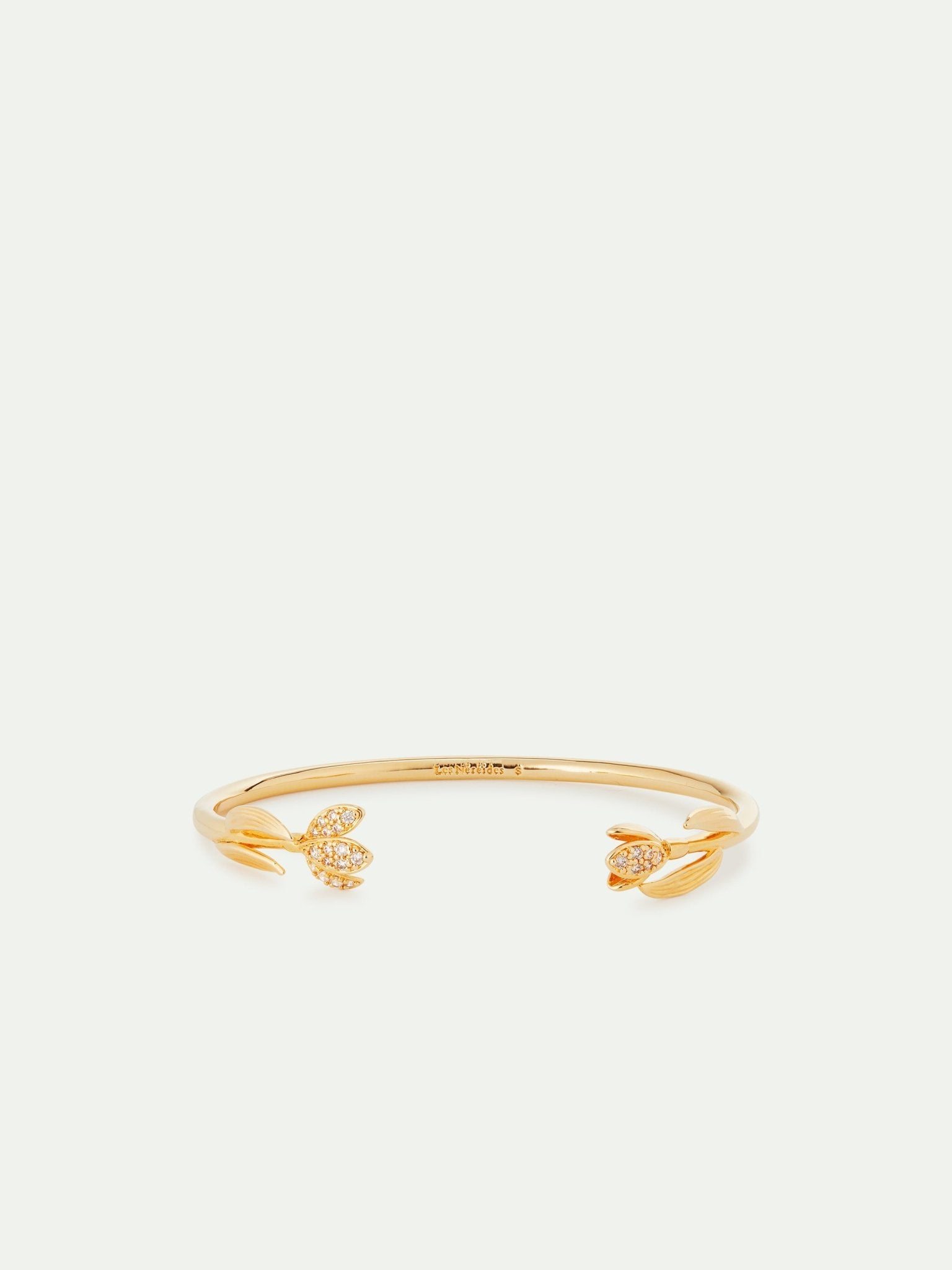 Leaves Paved With Cubic Zirconia Cuff Bracelet | AUVH2031 - Les Nereides