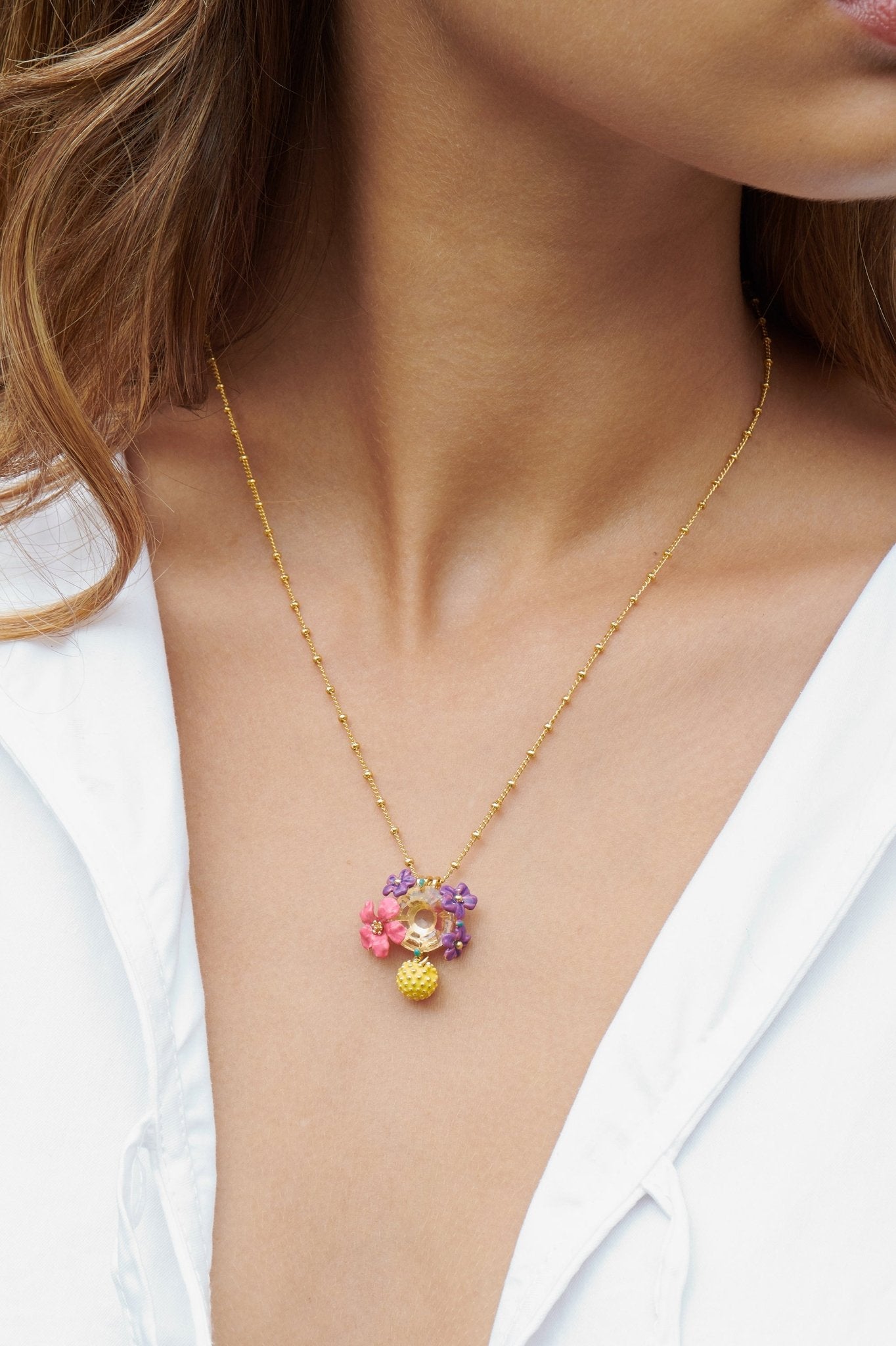 Lemon And Flower Pendant Necklace | ALPE3061 - Les Nereides