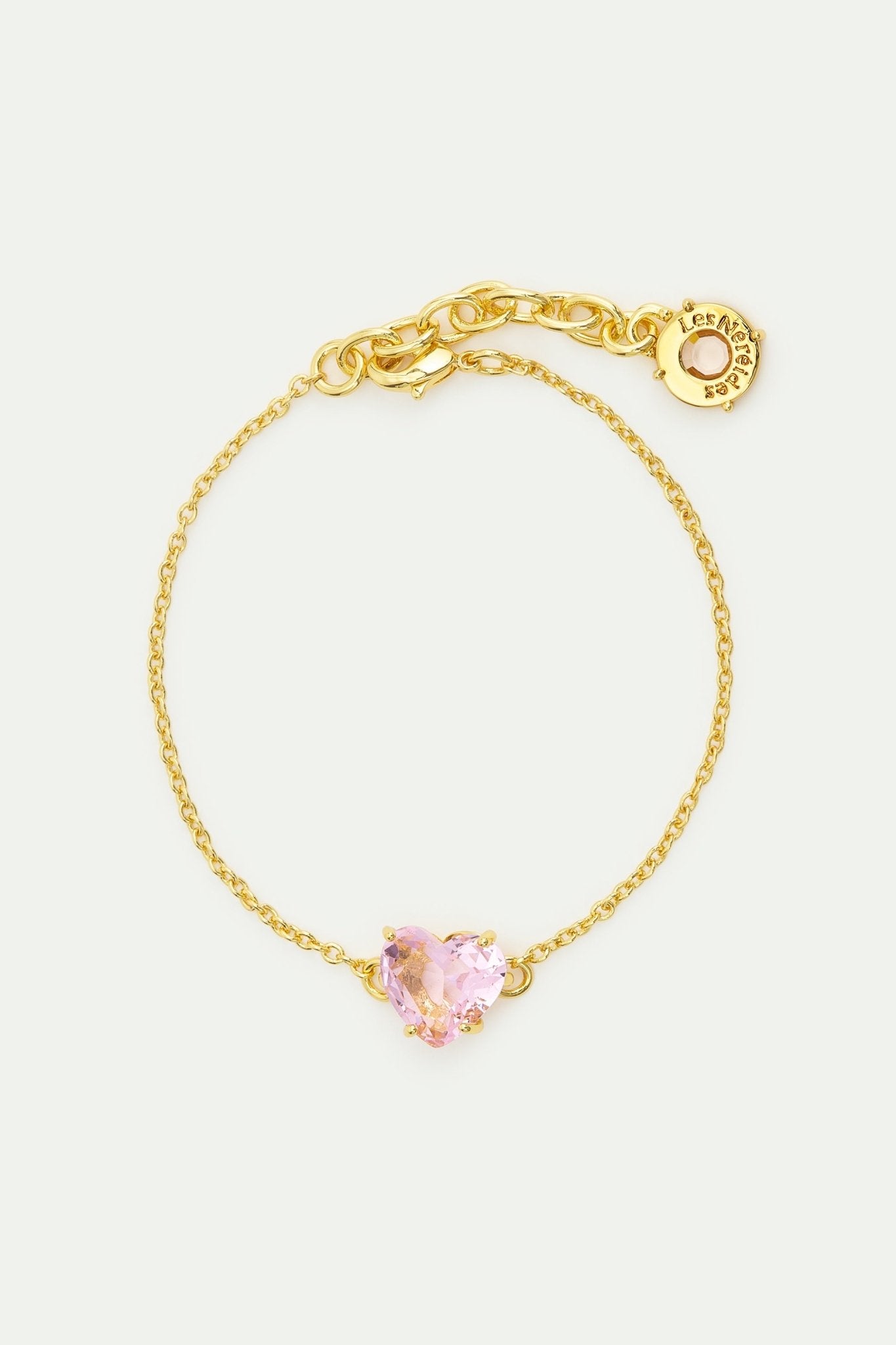 Light Pink Diamantine Fine Bracelet With Heart - Shaped Stone | AWLD2531 - Les Nereides