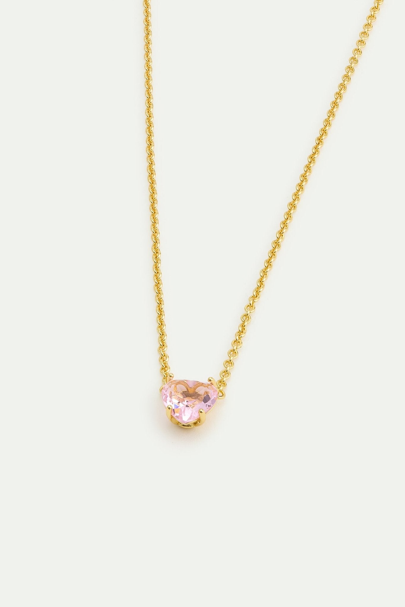 Light Pink Diamantine Fine Necklace With Heart - Shaped Stone | AWLD3531 - Les Nereides