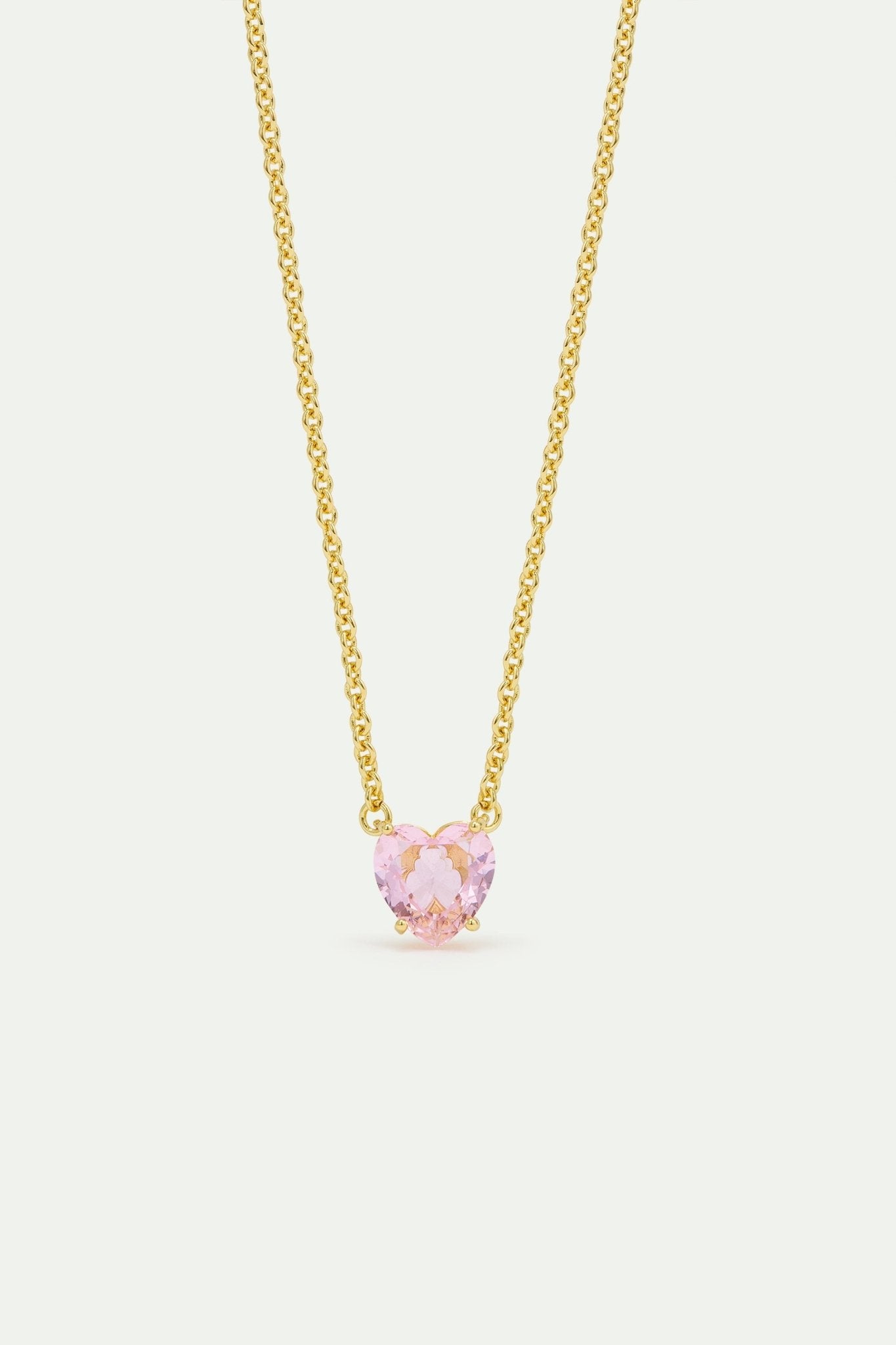 Light Pink Diamantine Fine Necklace With Heart - Shaped Stone | AWLD3531 - Les Nereides