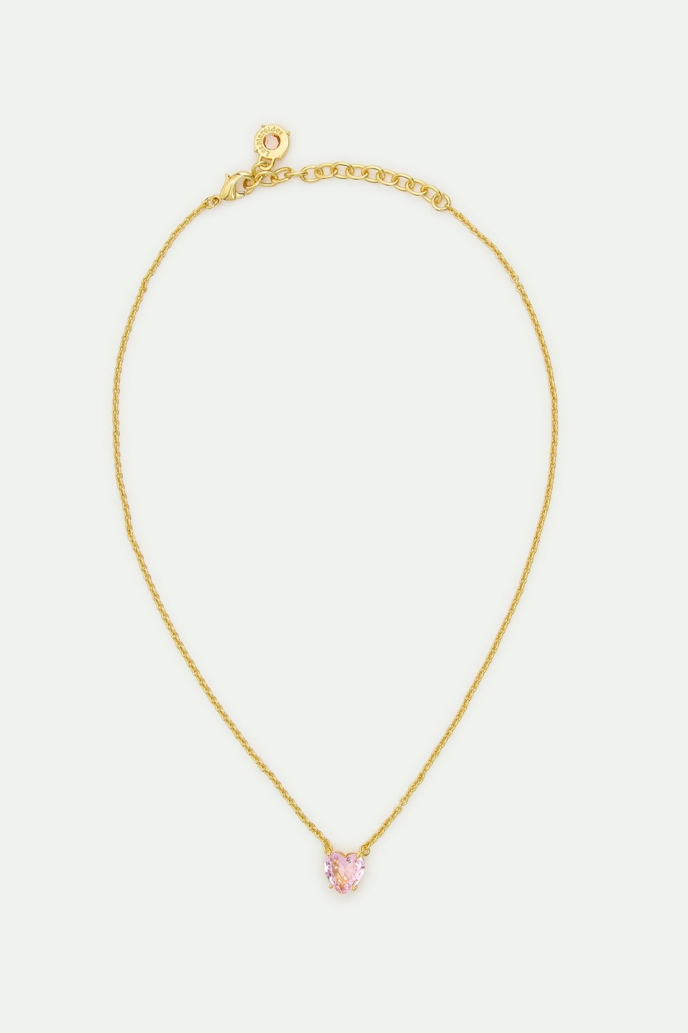 Light Pink Diamantine Fine Necklace With Heart - Shaped Stone | AWLD3531 - Les Nereides
