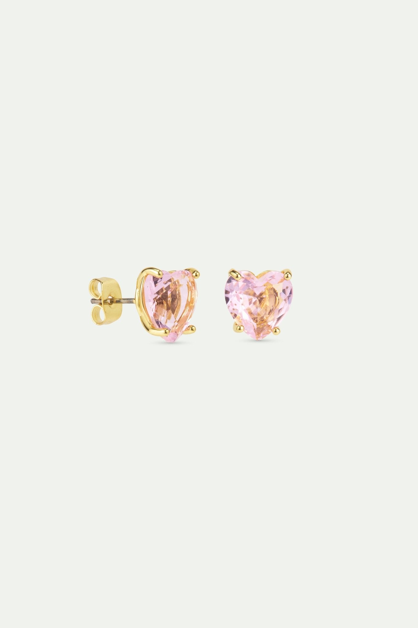 Light Pink Diamantine Heart - Shaped Earrings | AWLD1451 - Les Nereides