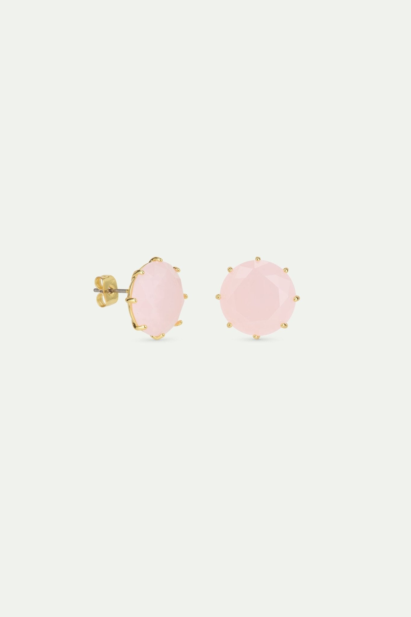 Light Pink Diamantine Round Stone Earrings | AWLD1401 - Les Nereides