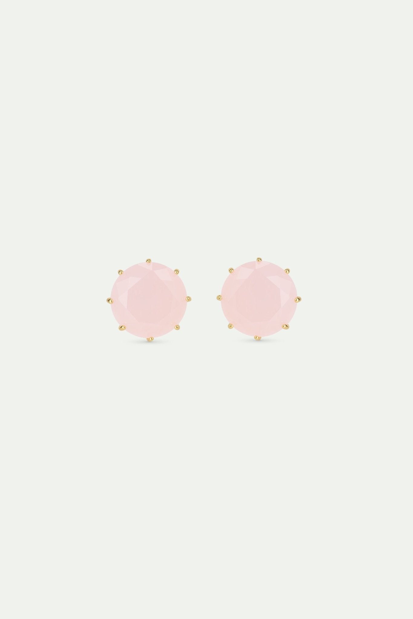 Light Pink Diamantine Round Stone Earrings | AWLD1401 - Les Nereides