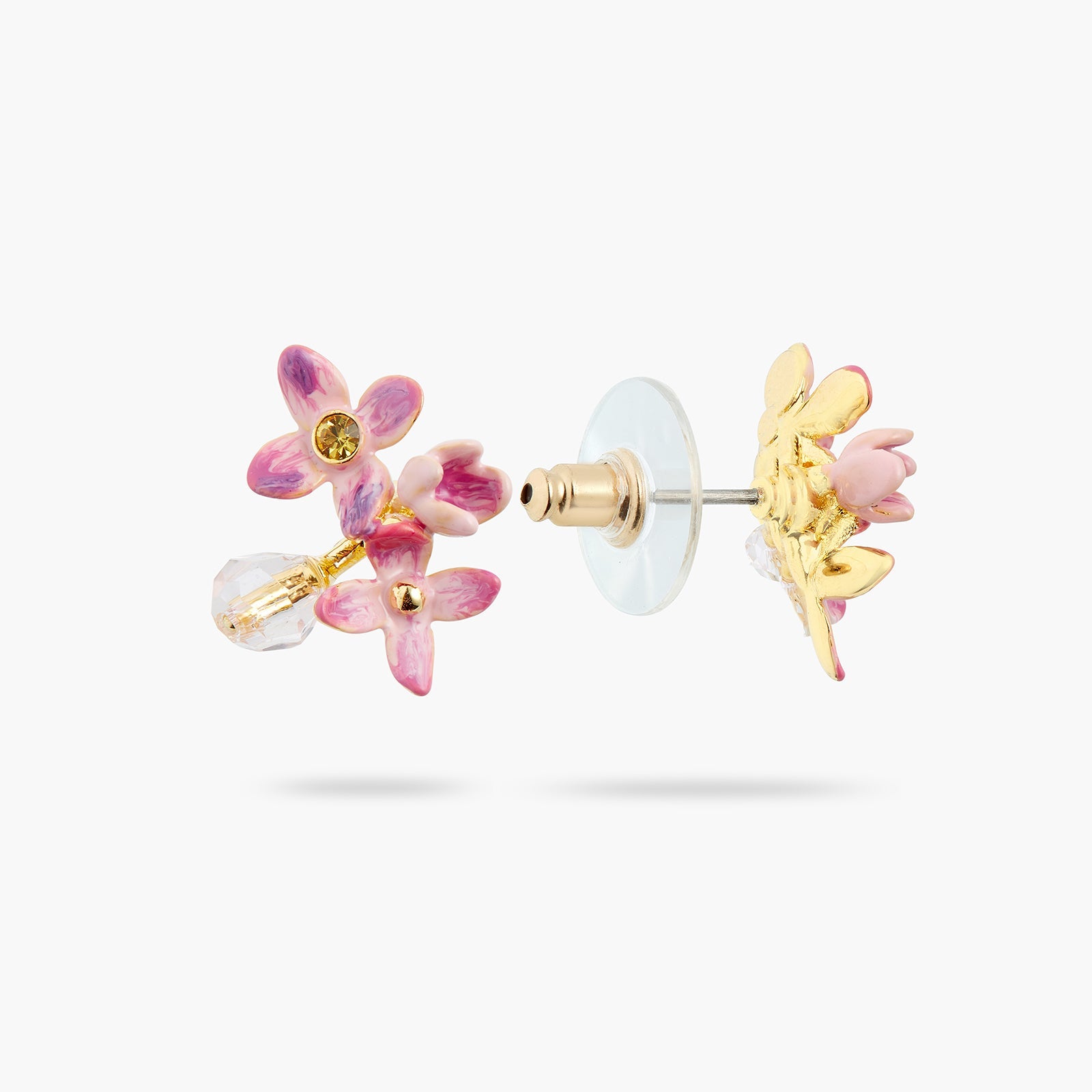 Lilac Flower And Cut Crystal Bead Earrings | ATPO1041 - Les Nereides