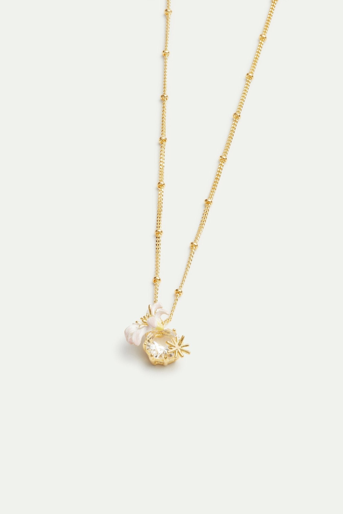 Lily flower and faceted stone pendant necklace | AVOP3021 - Les Nereides
