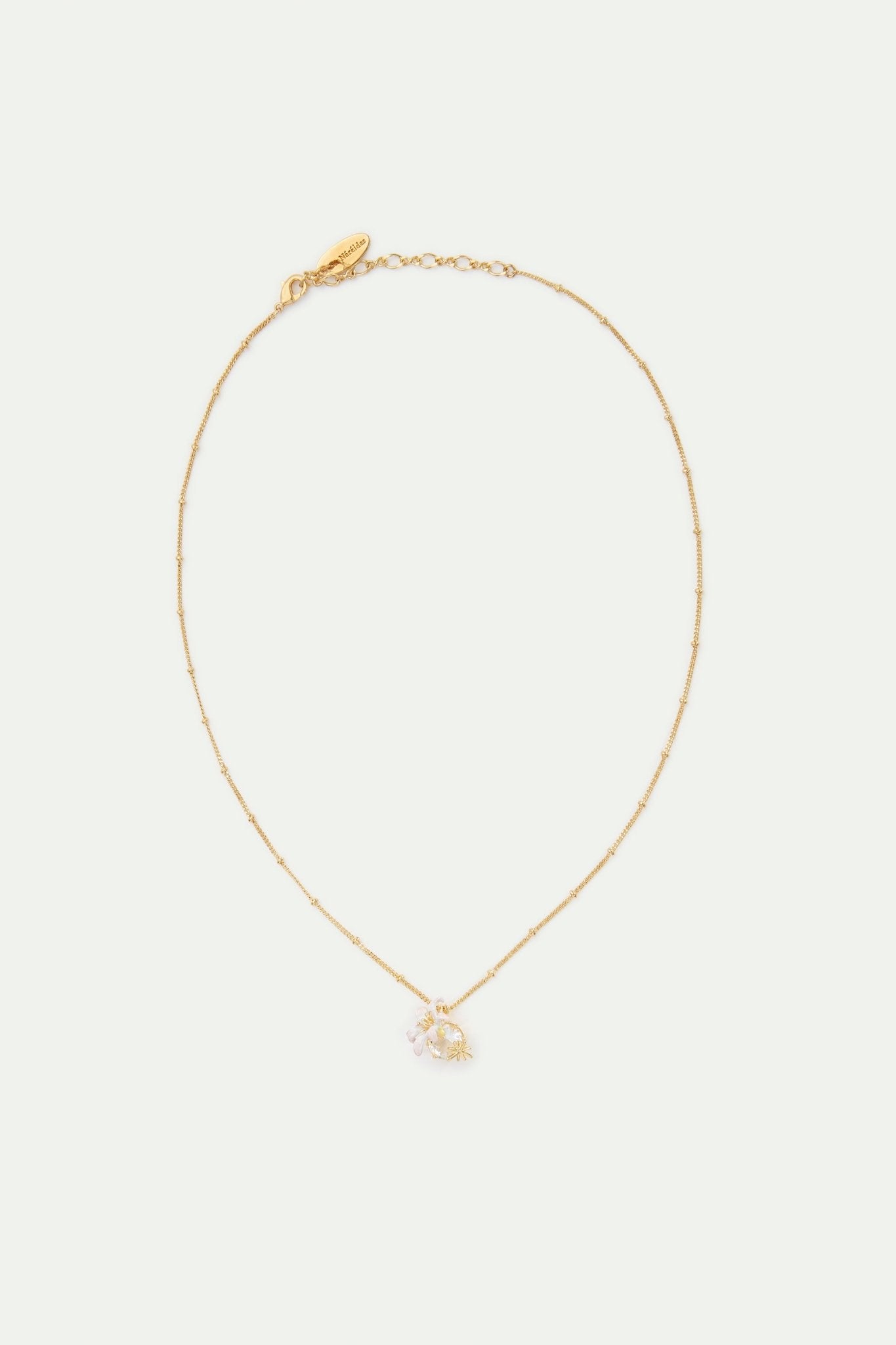 Lily flower and faceted stone pendant necklace | AVOP3021 - Les Nereides