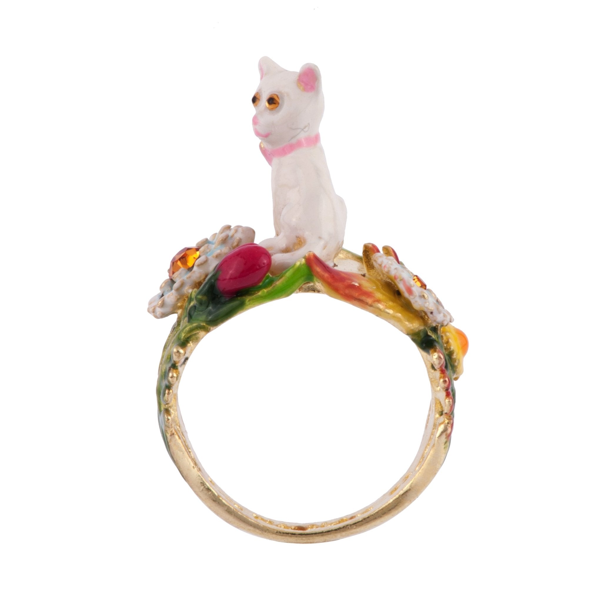 Little Cats Cat With Flowers Rings | AFLC602/11 - Les Nereides