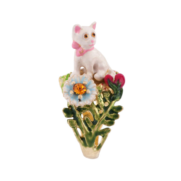 Little Cats Cat With Flowers Rings | AFLC602/11 - Les Nereides