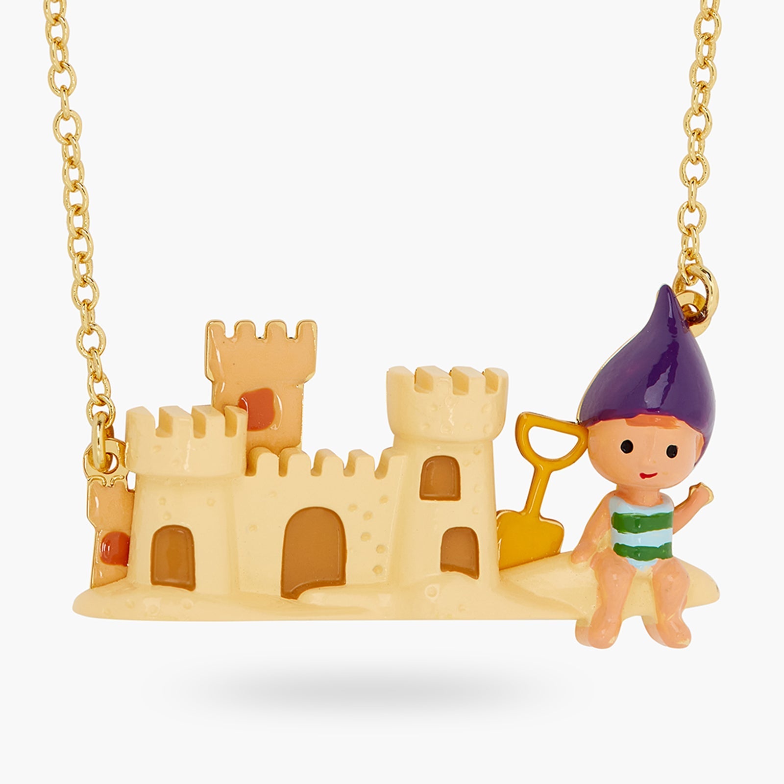 Little Garden Gnome And Sandcastle Statement Necklace | ATCP3021 - Les Nereides