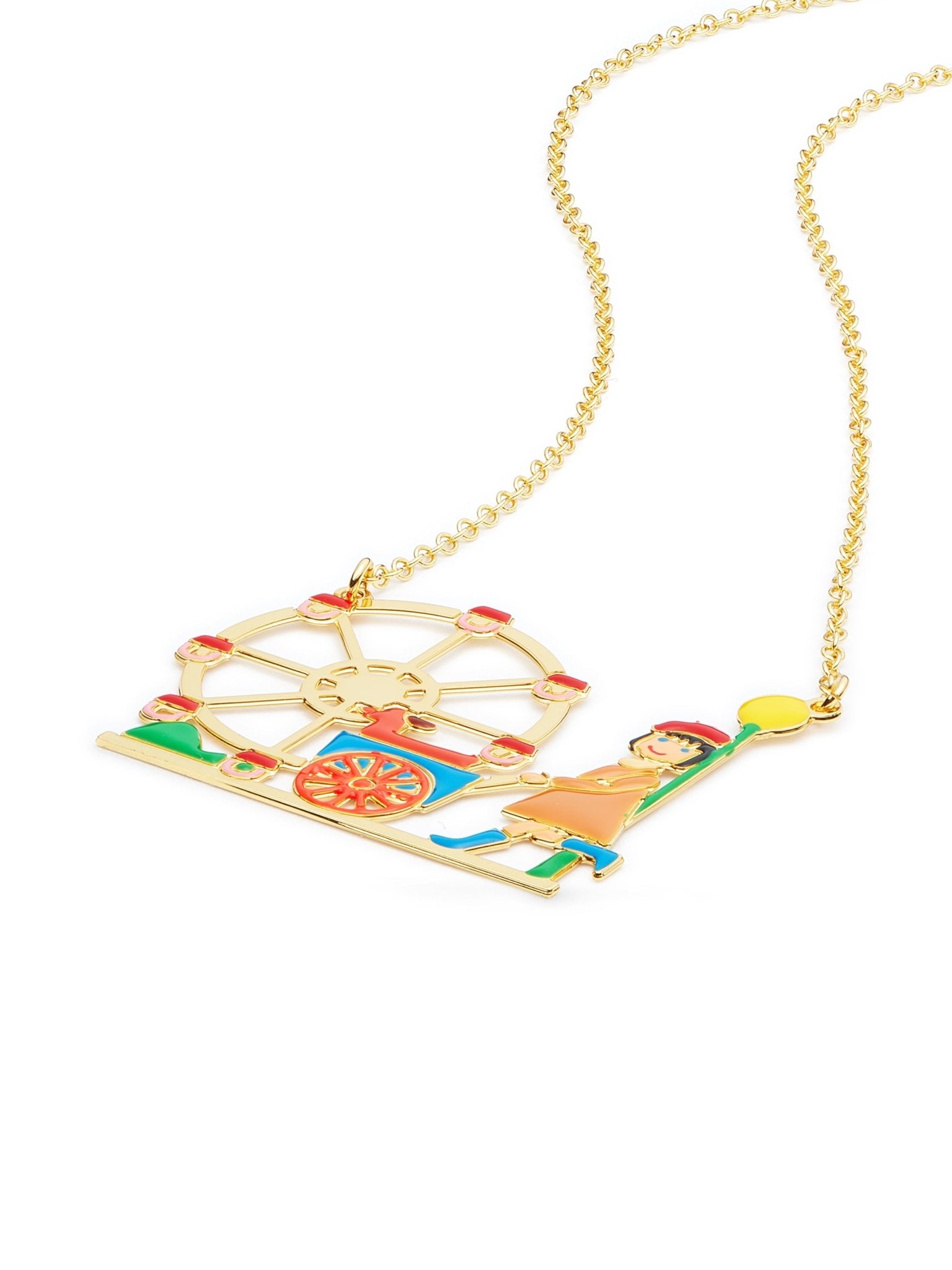 Little Girl And Dachshund At The Funfair Statement Necklace | AUTO3031 - Les Nereides