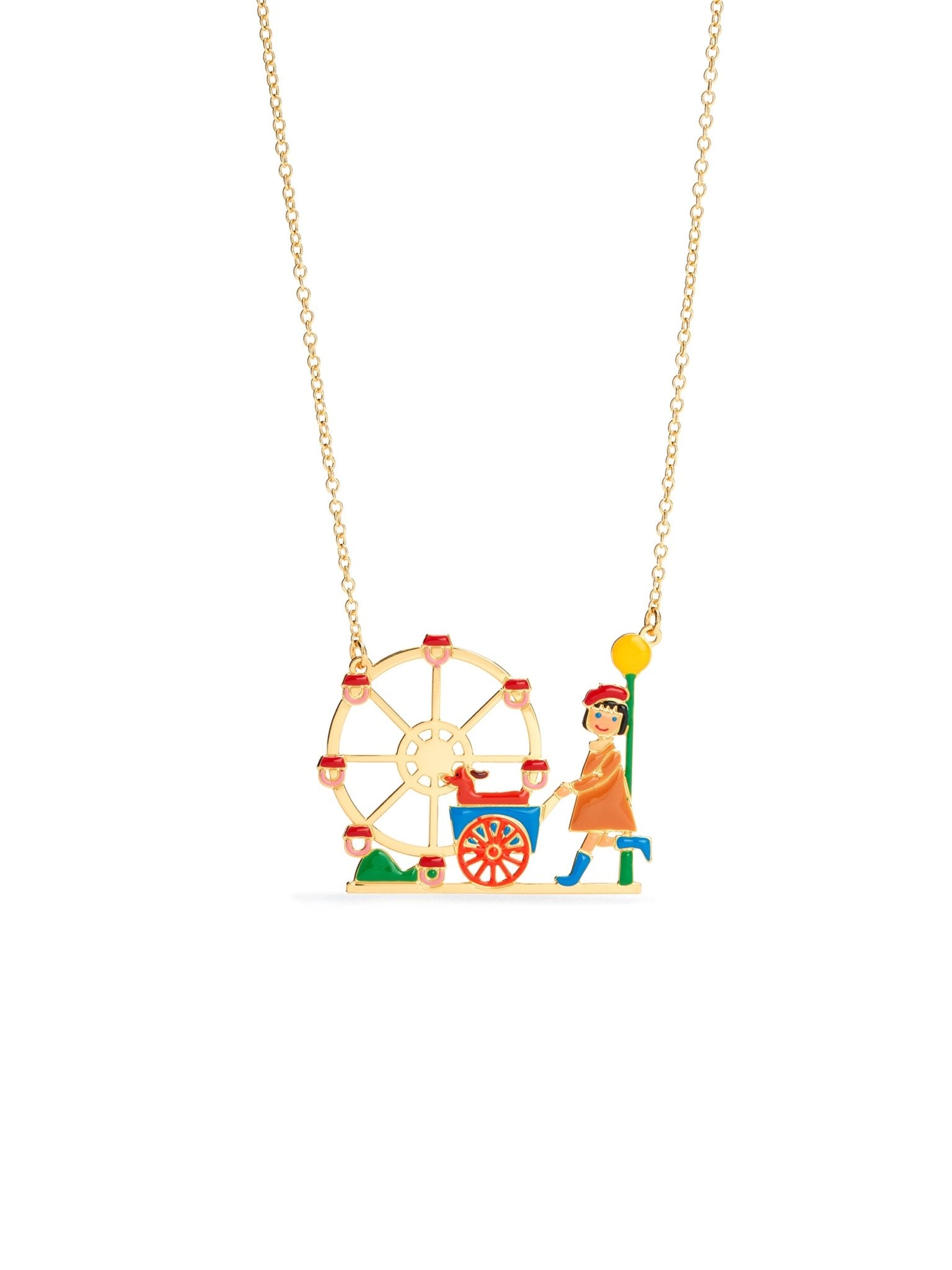 Little Girl And Dachshund At The Funfair Statement Necklace | AUTO3031 - Les Nereides