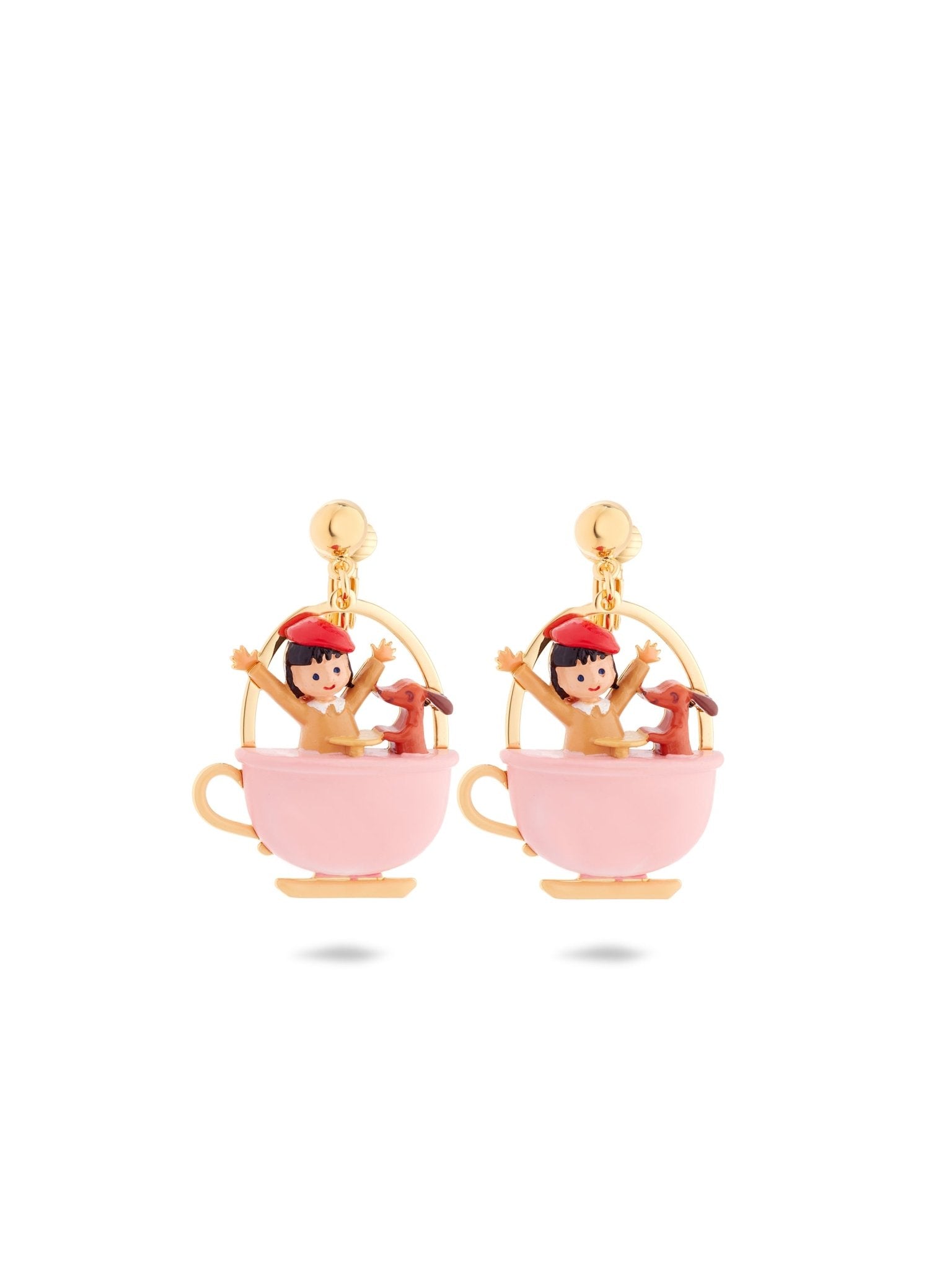 Little Girl And Dachshund On A Merry - Go - Round Earrings | AUTO1061 - Les Nereides