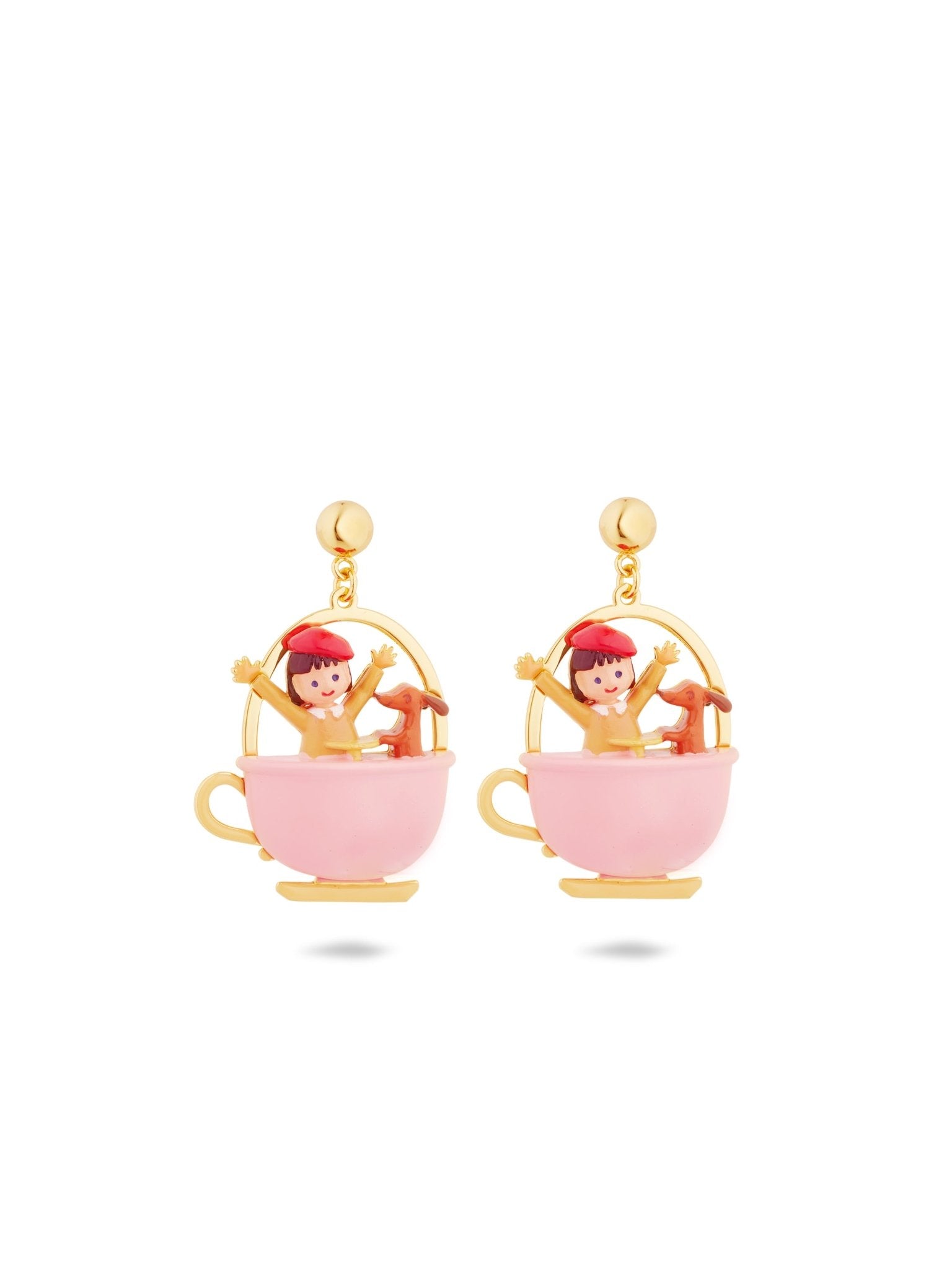 Little Girl And Dachshund On A Merry - Go - Round Earrings | AUTO1061 - Les Nereides