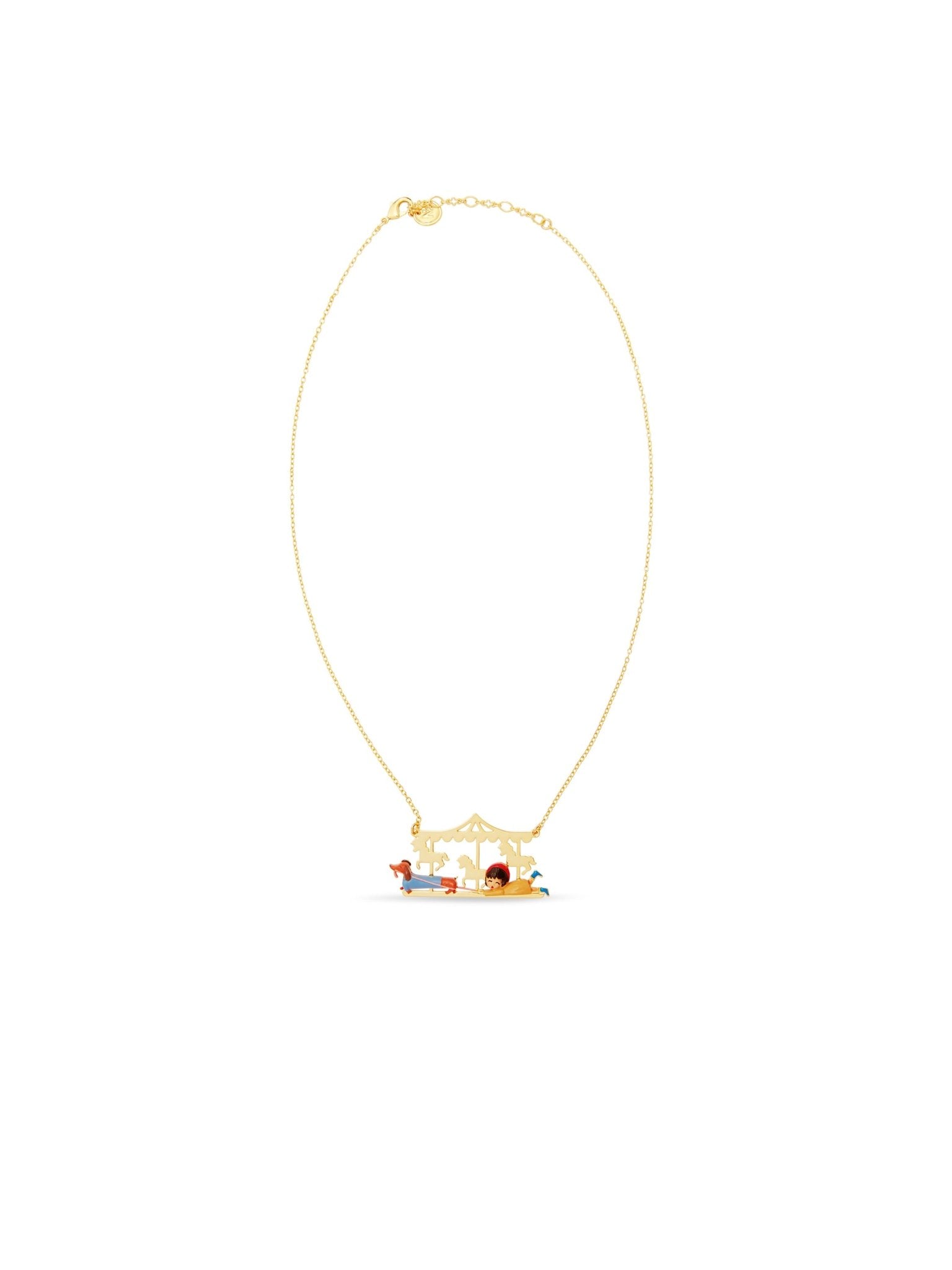 Little Girl And Dachshund Statement Necklace | AUTO3021 - Les Nereides