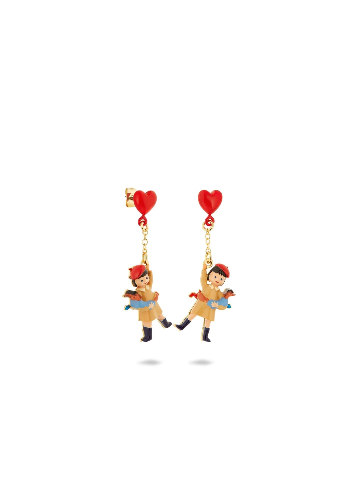 Little Girl, Dachshund And Inflatable Heart Balloon Earrings | AUTO1051 - Les Nereides