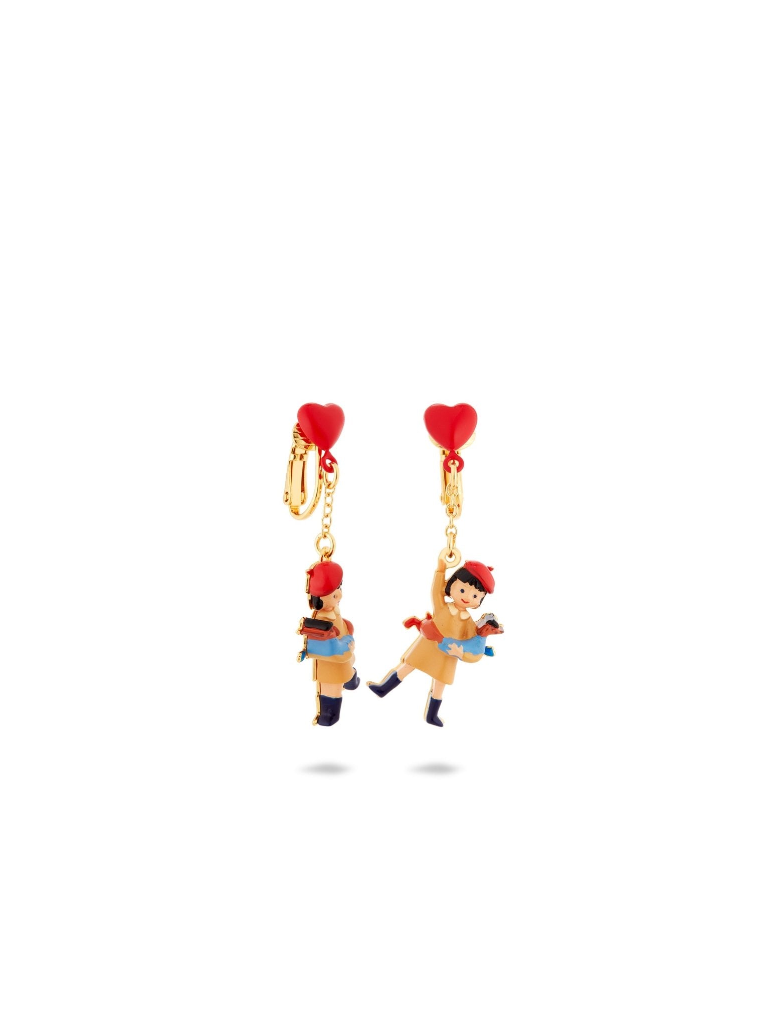 Little Girl, Dachshund And Inflatable Heart Balloon Earrings | AUTO1051 - Les Nereides