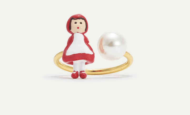 Little Red Riding Hood And Imitation Pearl Adjustable Ring | AXCN6011 - Les Nereides